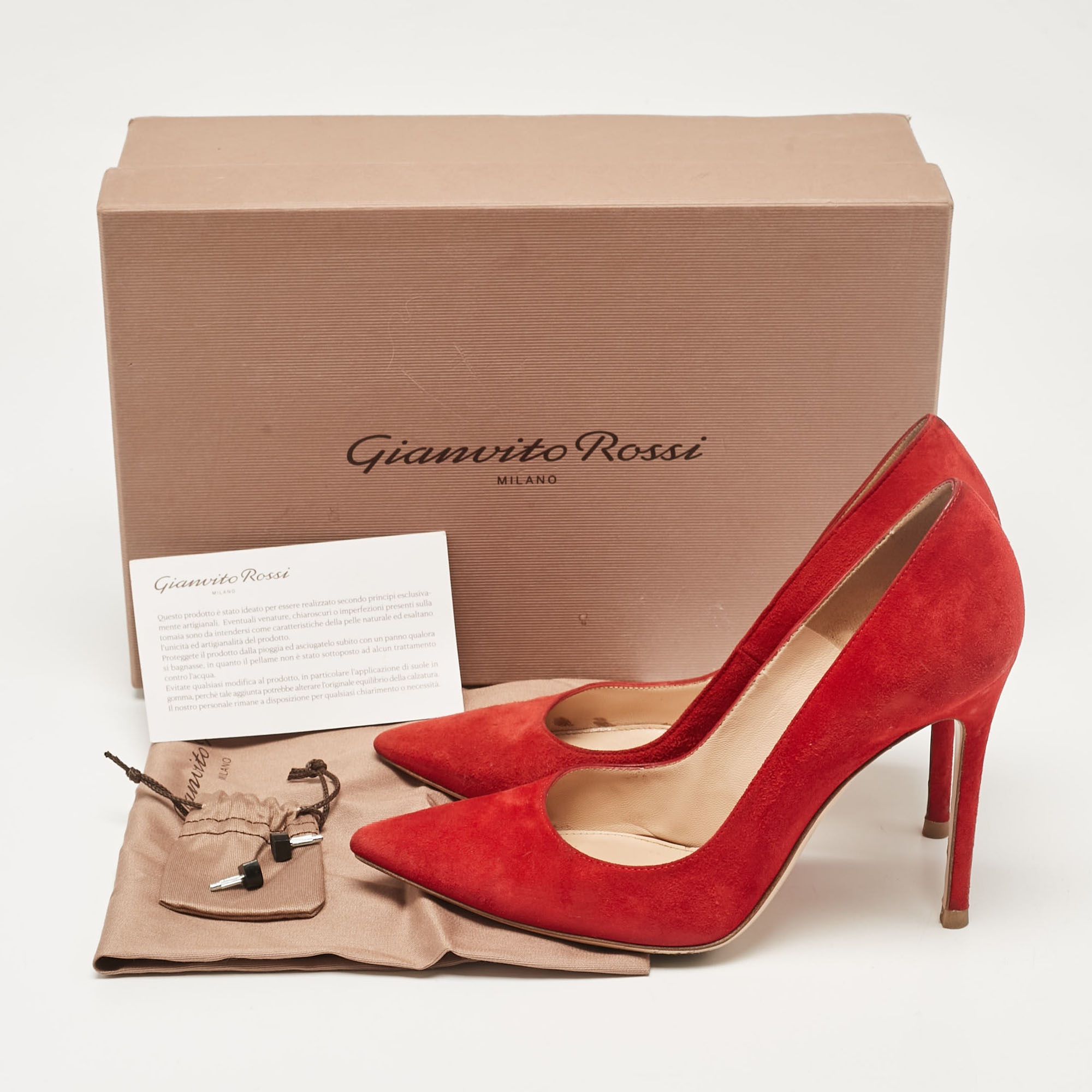 Gianvito Rossi Red Suede Pointed Toe Pumps Size 37 