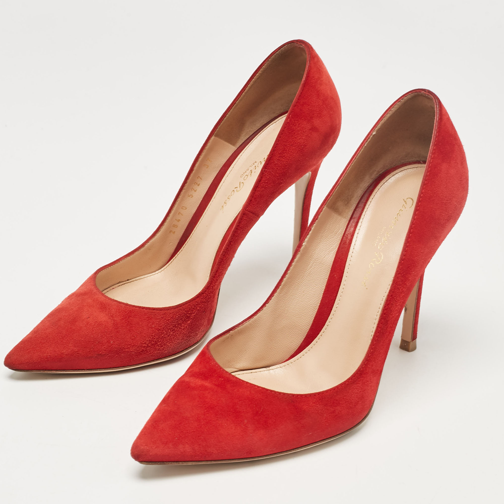 Gianvito Rossi Red Suede Pointed Toe Pumps Size 37 