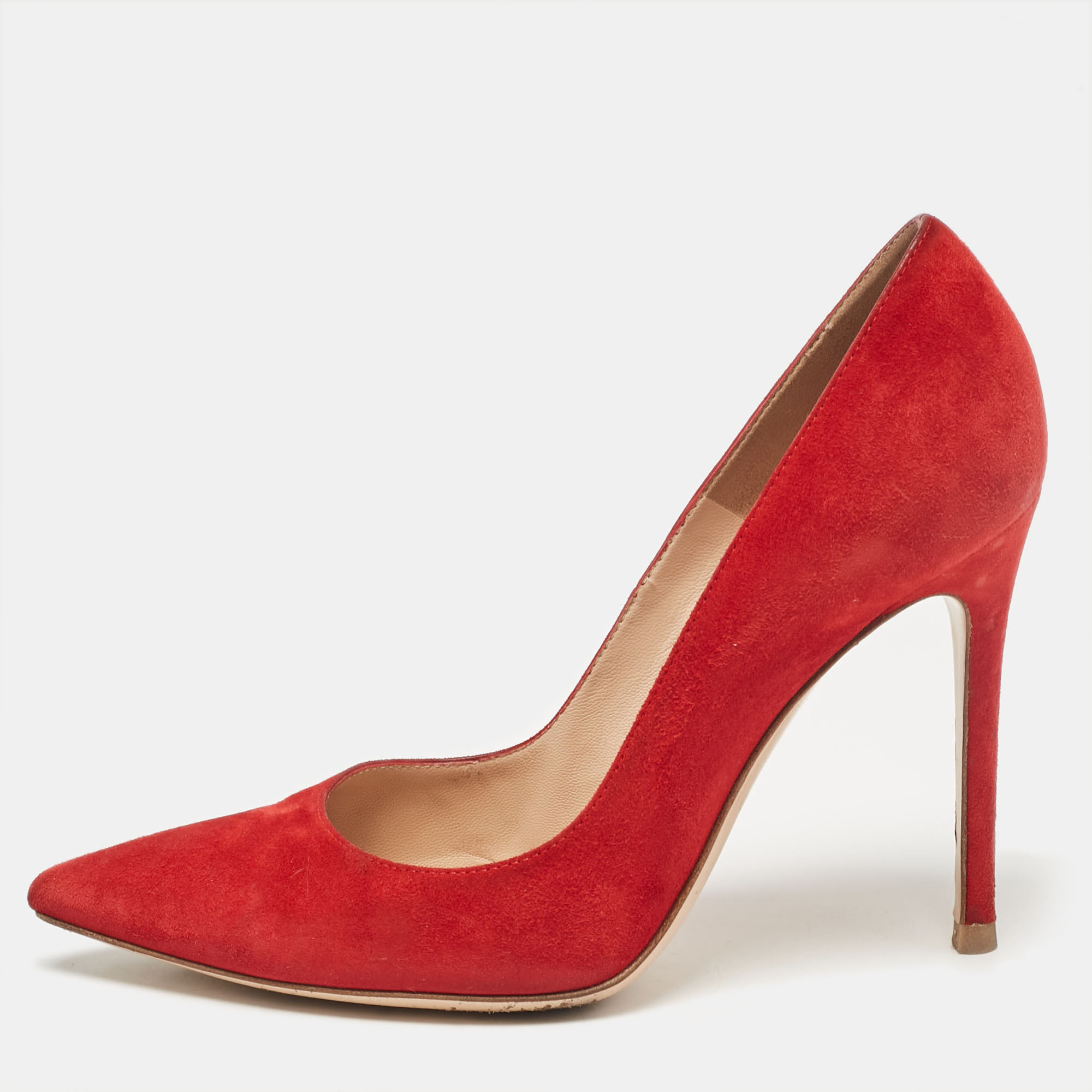 

Gianvito Rossi Red Suede Pointed Toe Pumps Size