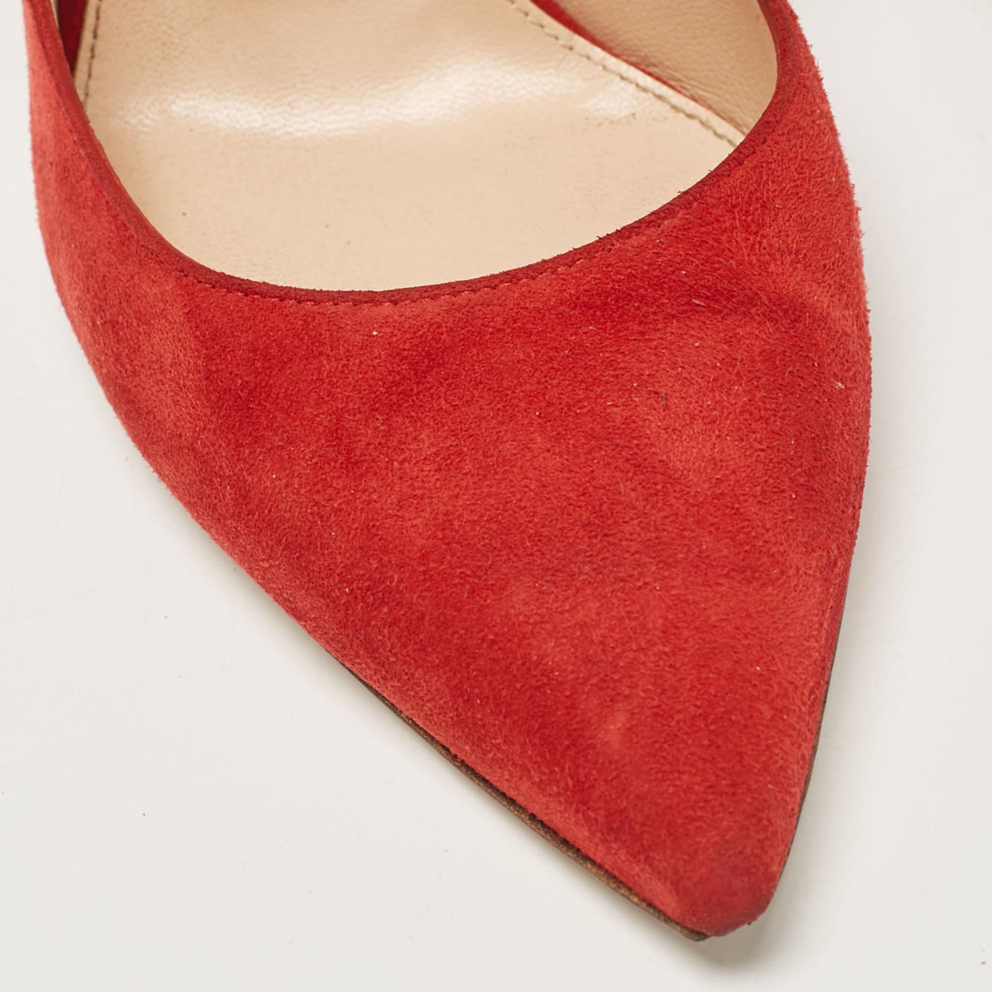 Gianvito Rossi Red Suede Pointed Toe Pumps Size 37 