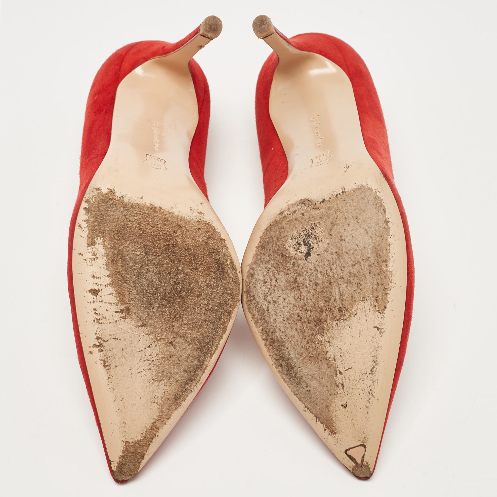 Gianvito Rossi Red Suede Pointed Toe Pumps Size 37 