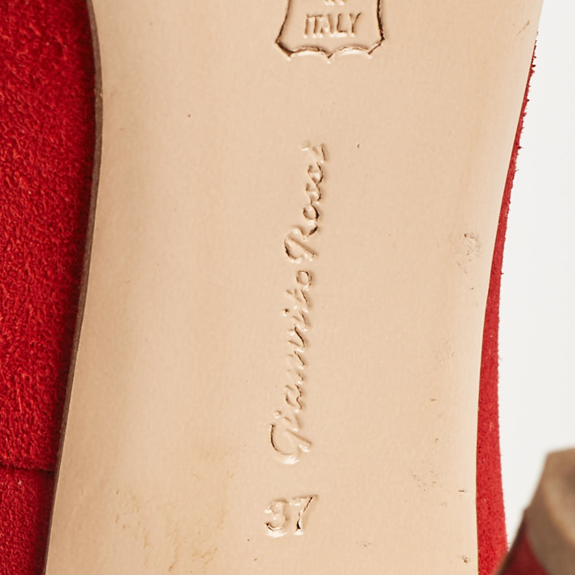 Gianvito Rossi Red Suede Pointed Toe Pumps Size 37 
