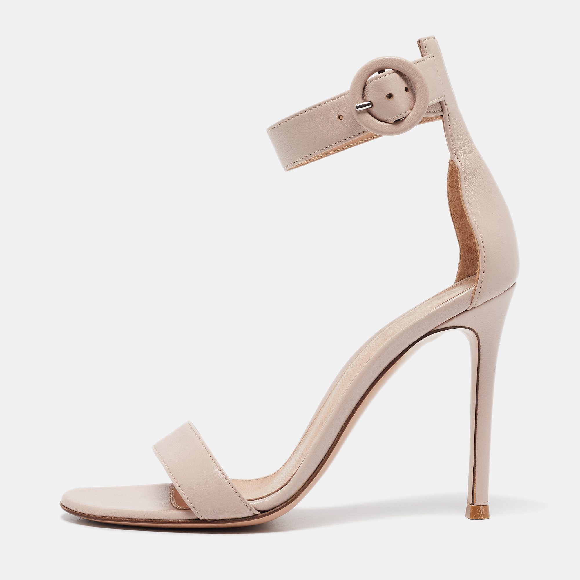 

Gianvito Rossi Beige Leather Portofino Ankle Strap Sandals Size