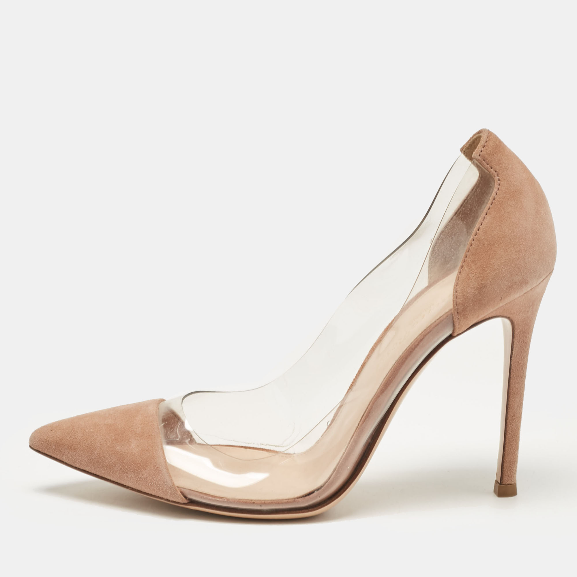 

Gianvito Rossi Beige PVC and Suede Plexi Pumps Size