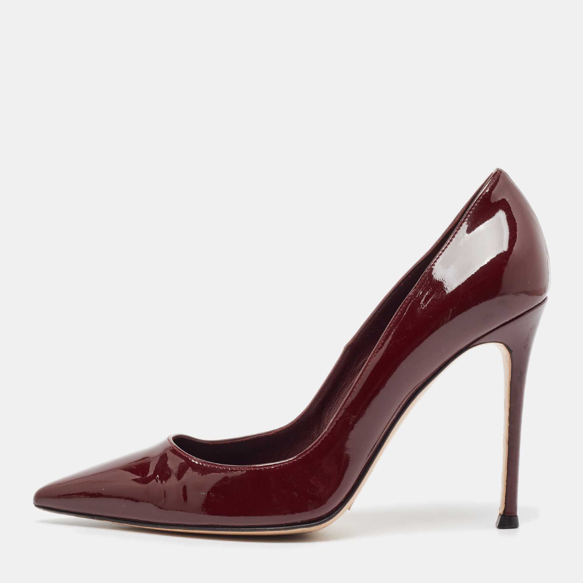 

Gianvito Rossi Burgundy Patent Leather Pumps Size