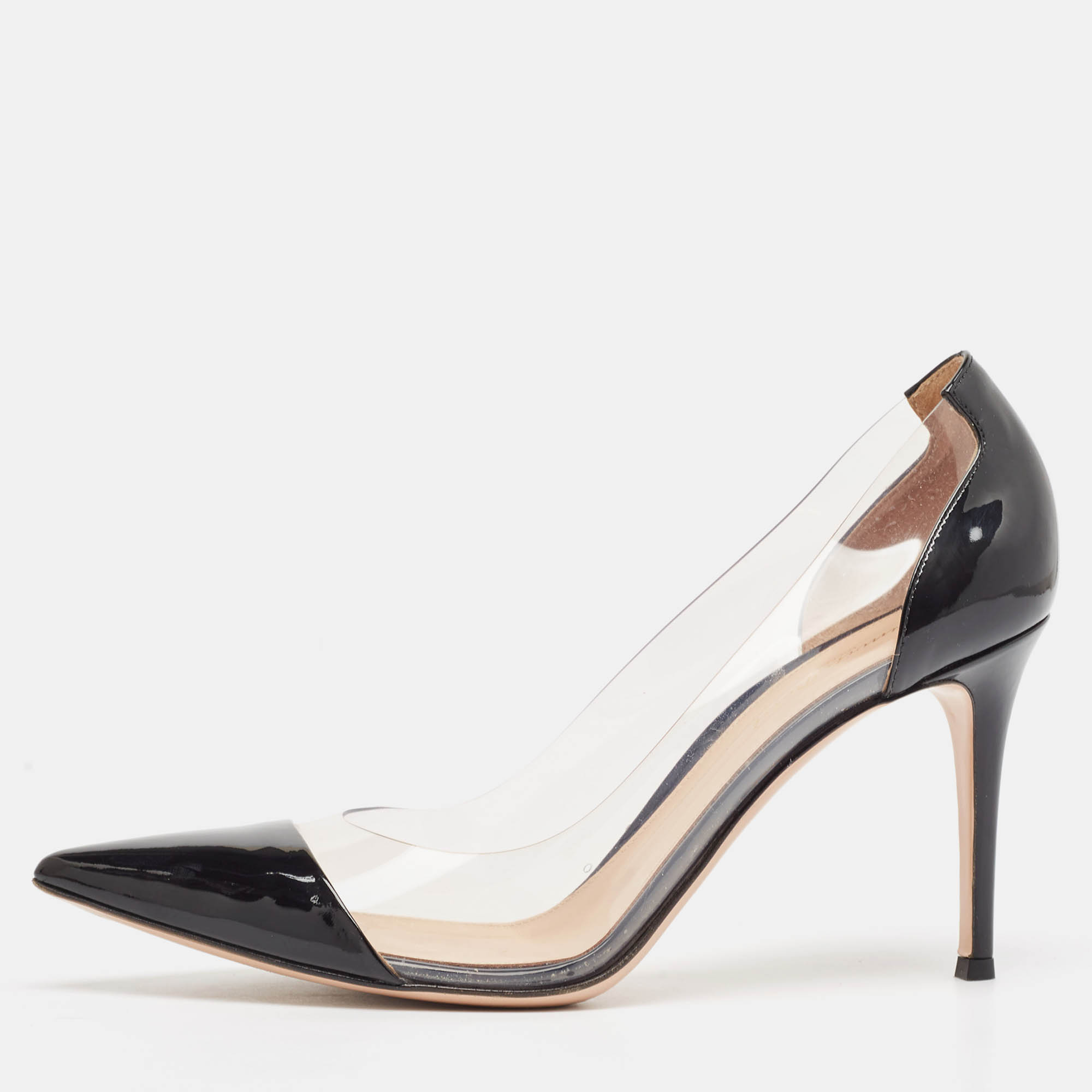 

Gianvito Rossi Black Patent Leather and PVC Plexi Pumps Size