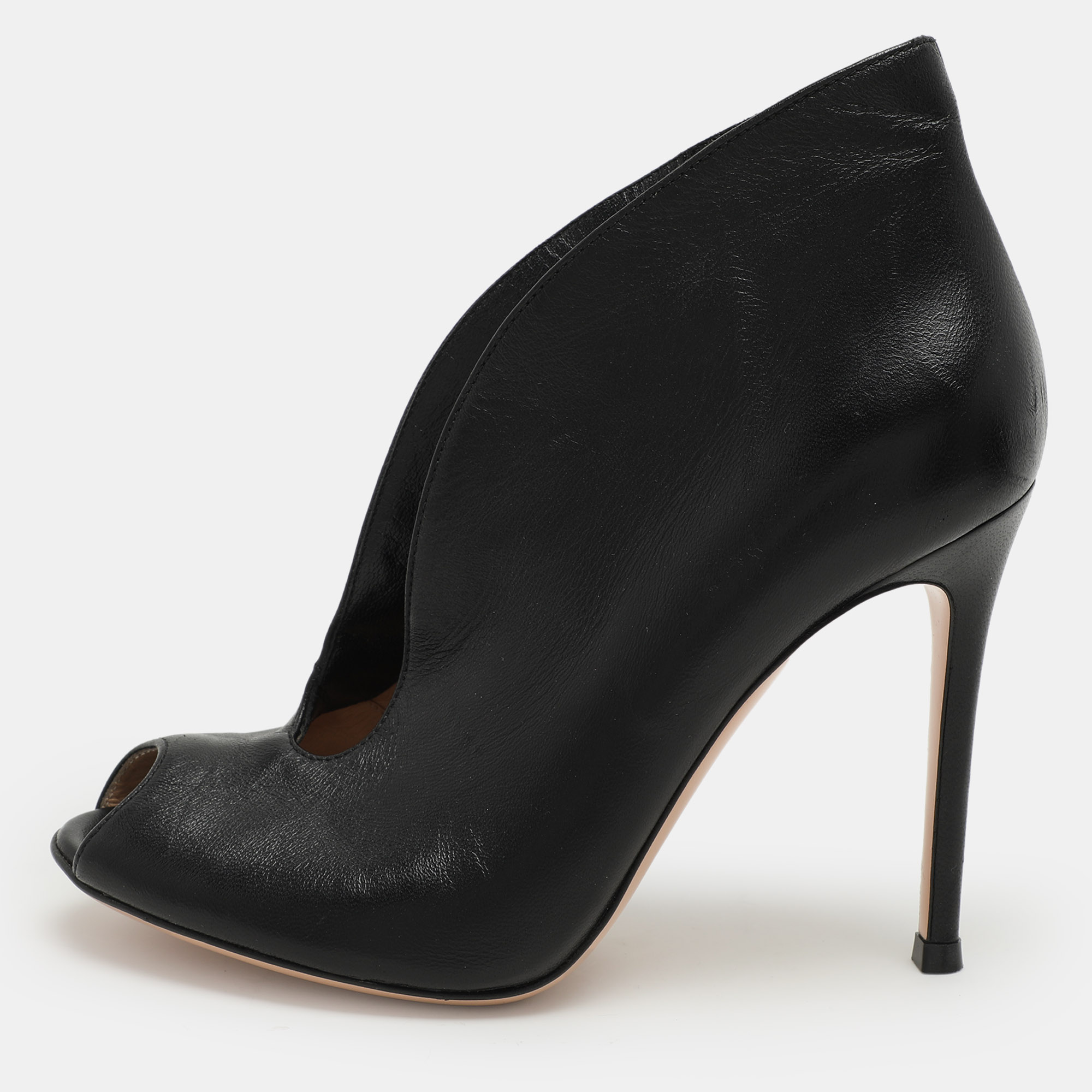 

Gianvito Rossi Black Leather Vamp Booties Size