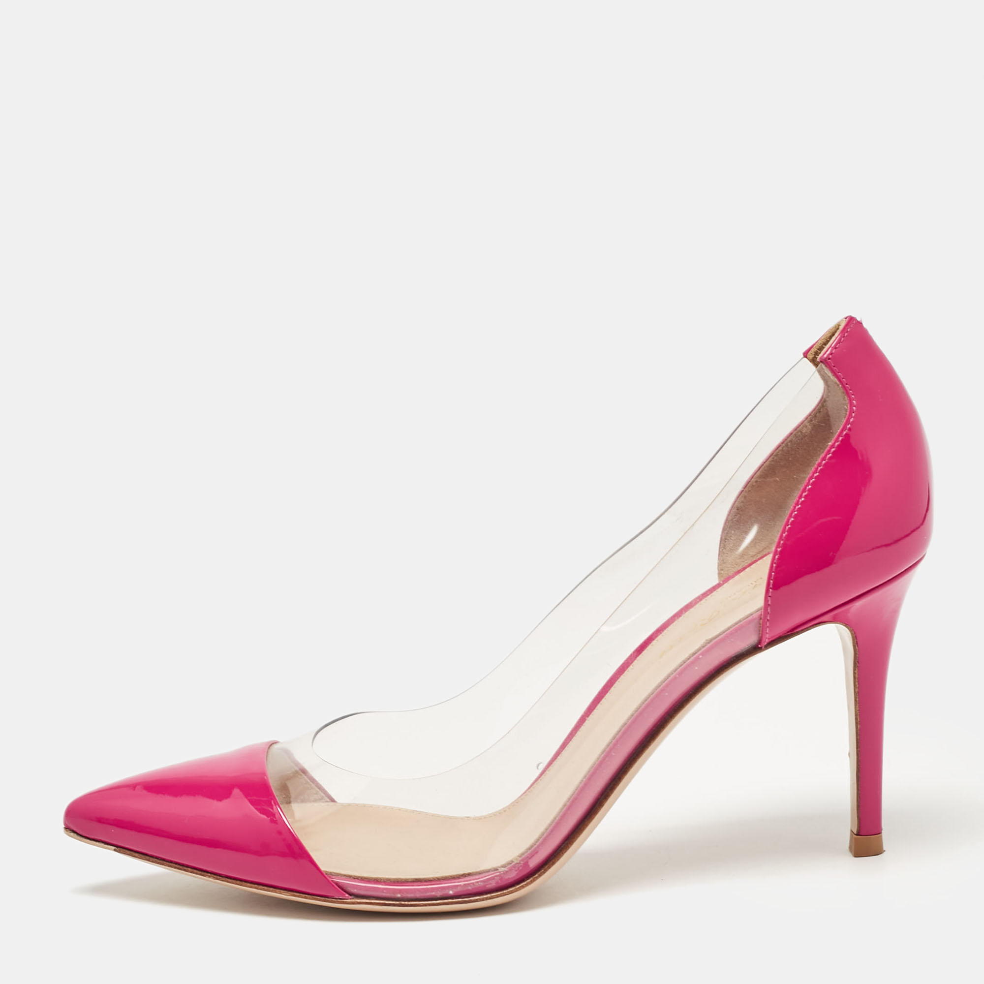 

Gianvito Rossi Pink Patent Leather and PVC Plexi Pumps Size