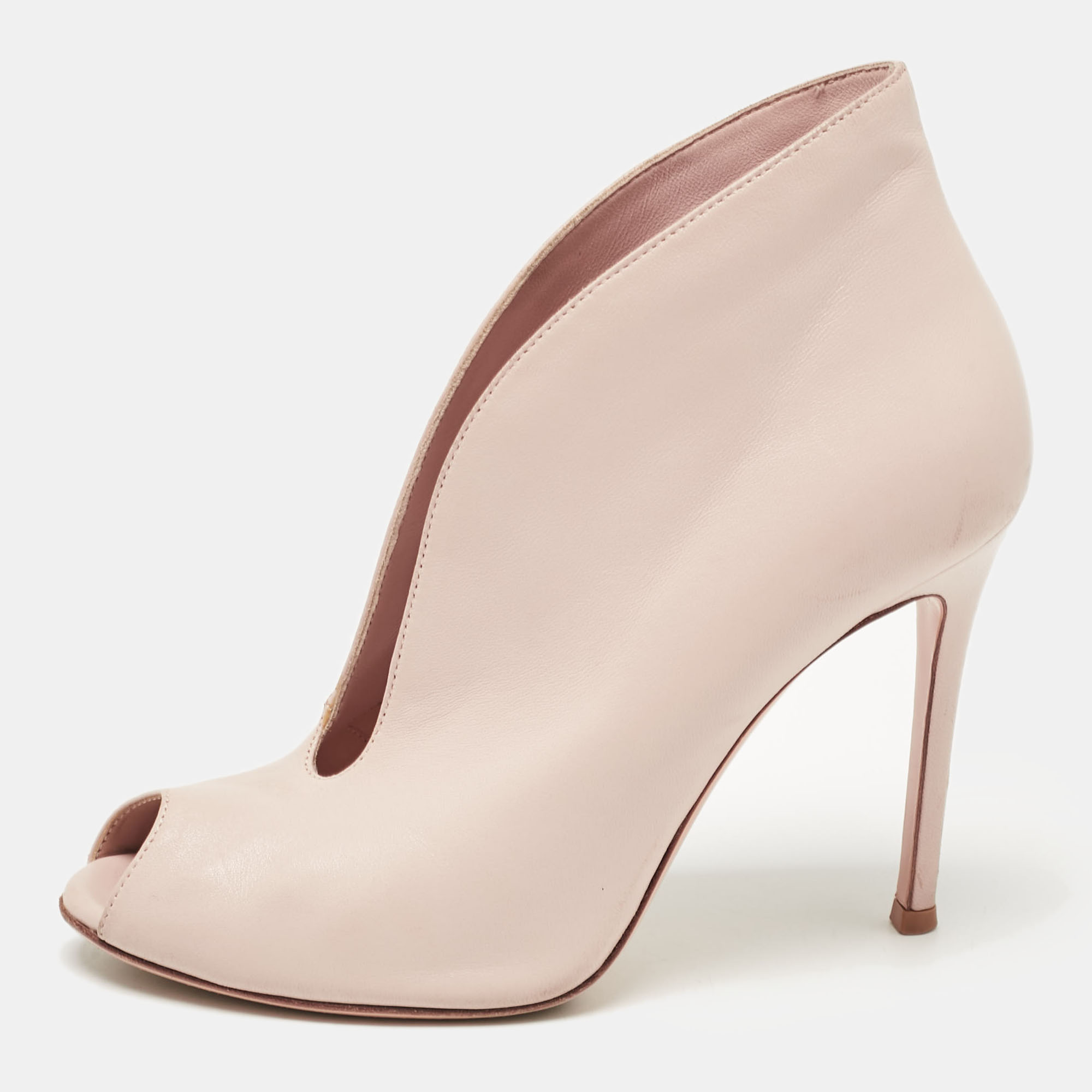 

Gianvito Rossi Pink Leather Vamp Booties Size