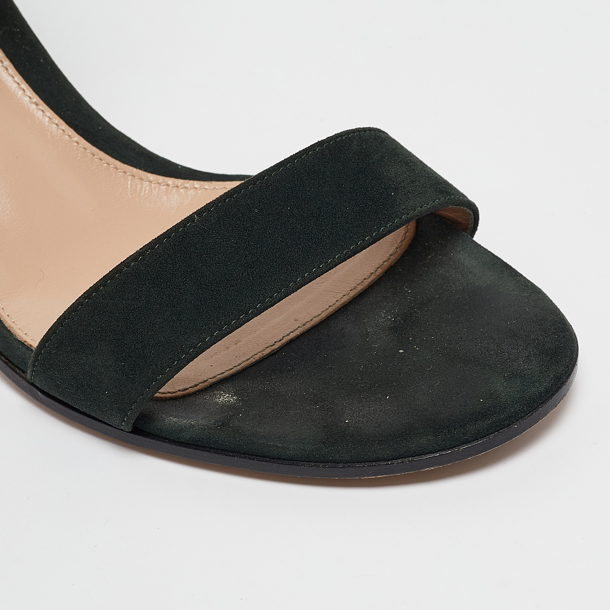 Gianvito Rossi Dark Green Suede Versilia Sandals Size 38 