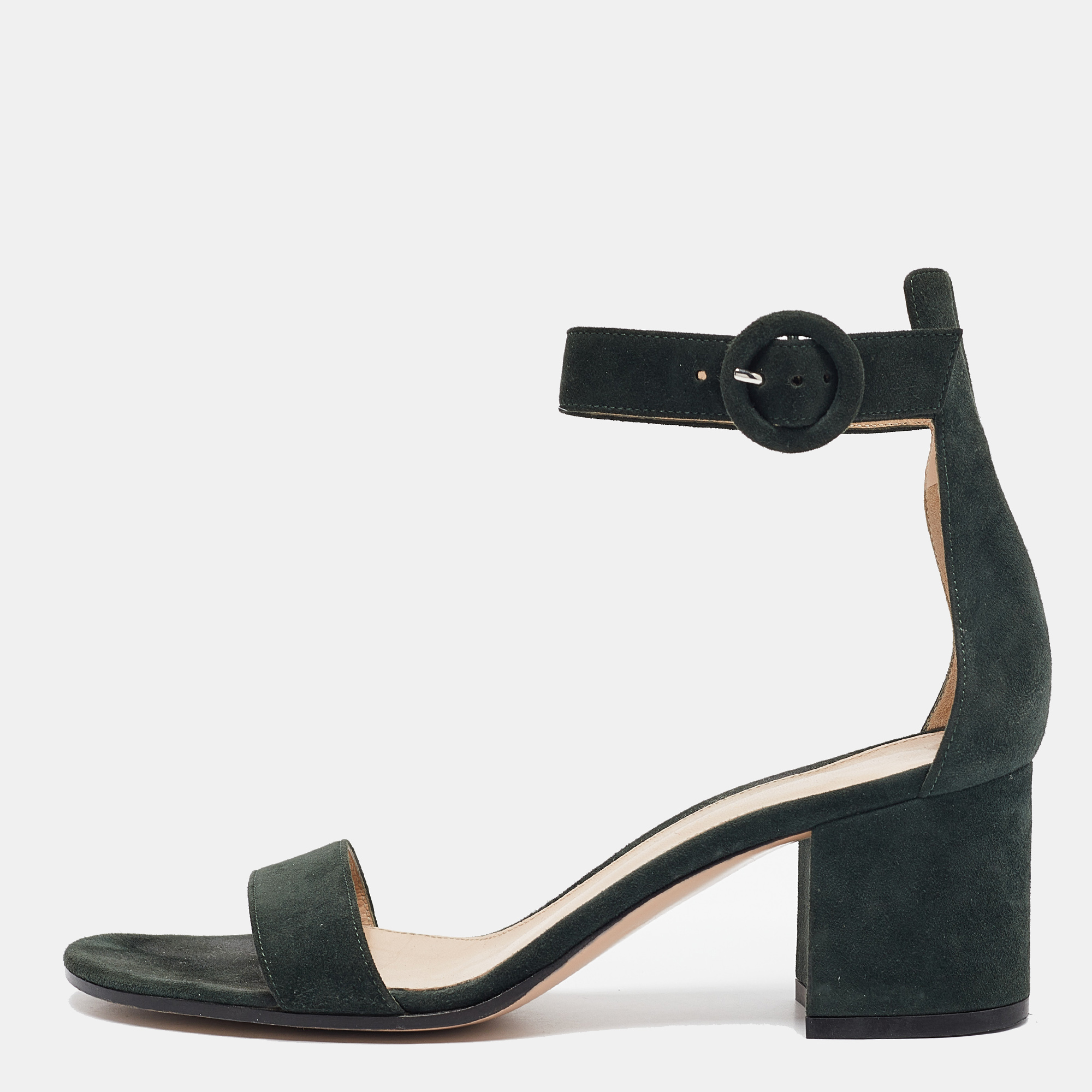 

Gianvito Rossi Dark Green Suede Versilia Sandals Size