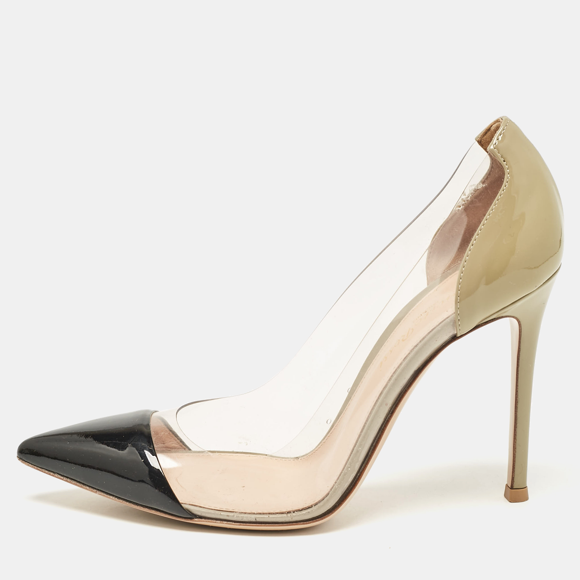 

Gianvito Rossi Black Patent Leather and PVC Plexi Pumps Size