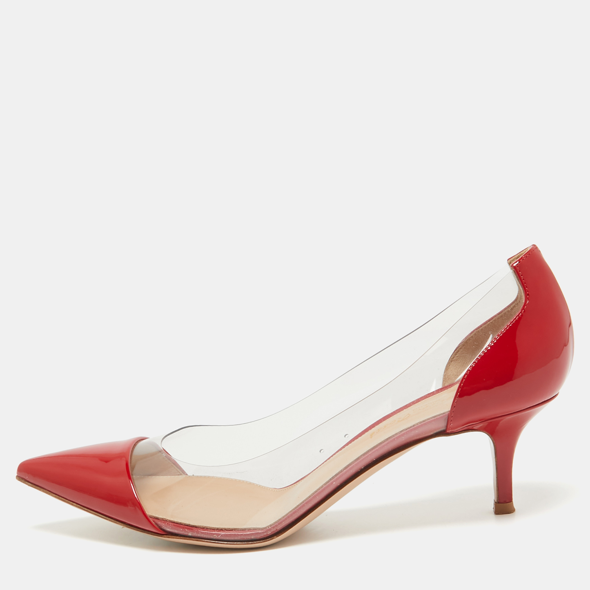 

Gianvito Rossi Red Patent Leather and PVC Plexi Pumps Size