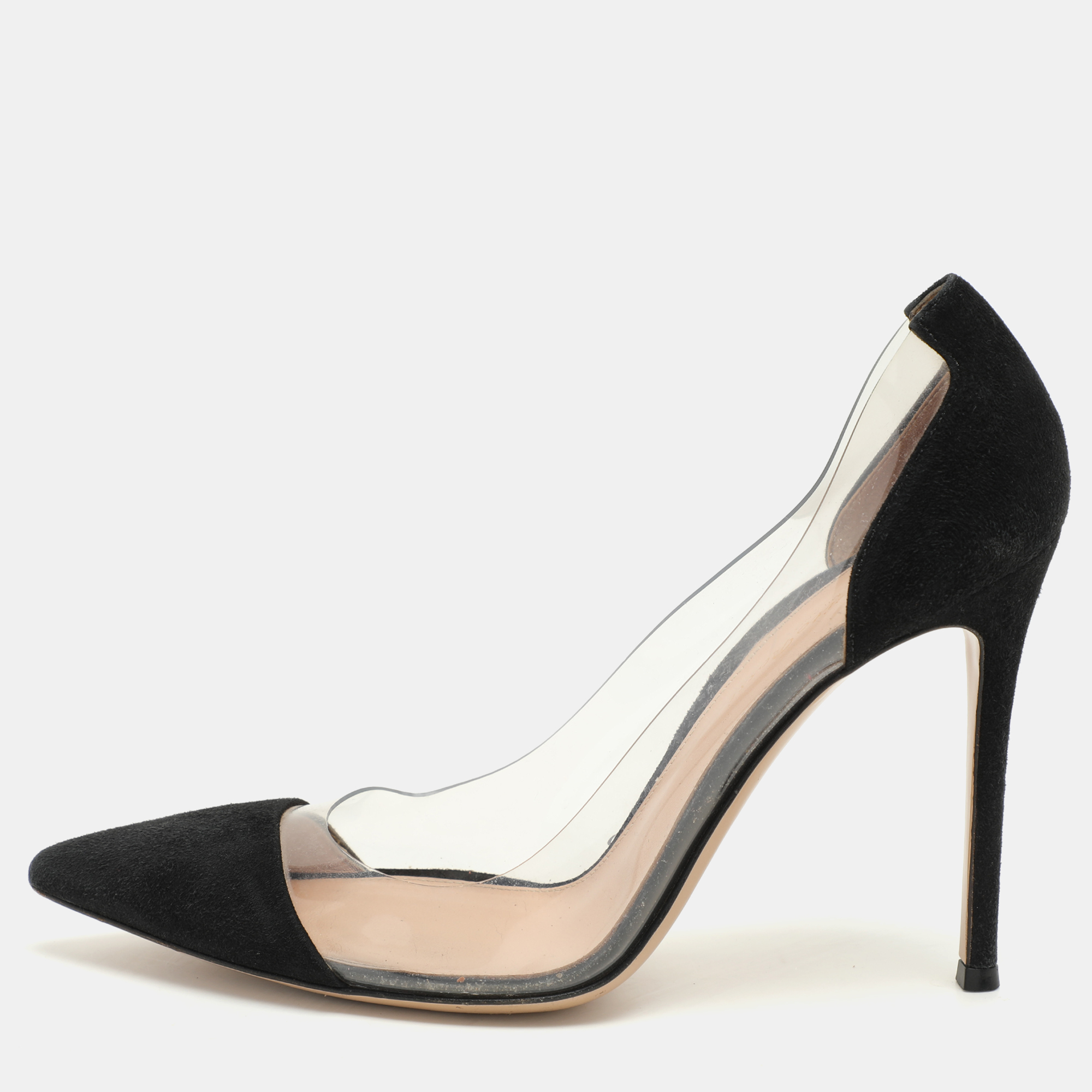 

Gianvito Rossi Black PVC and Suede Plexi Pumps Size 39