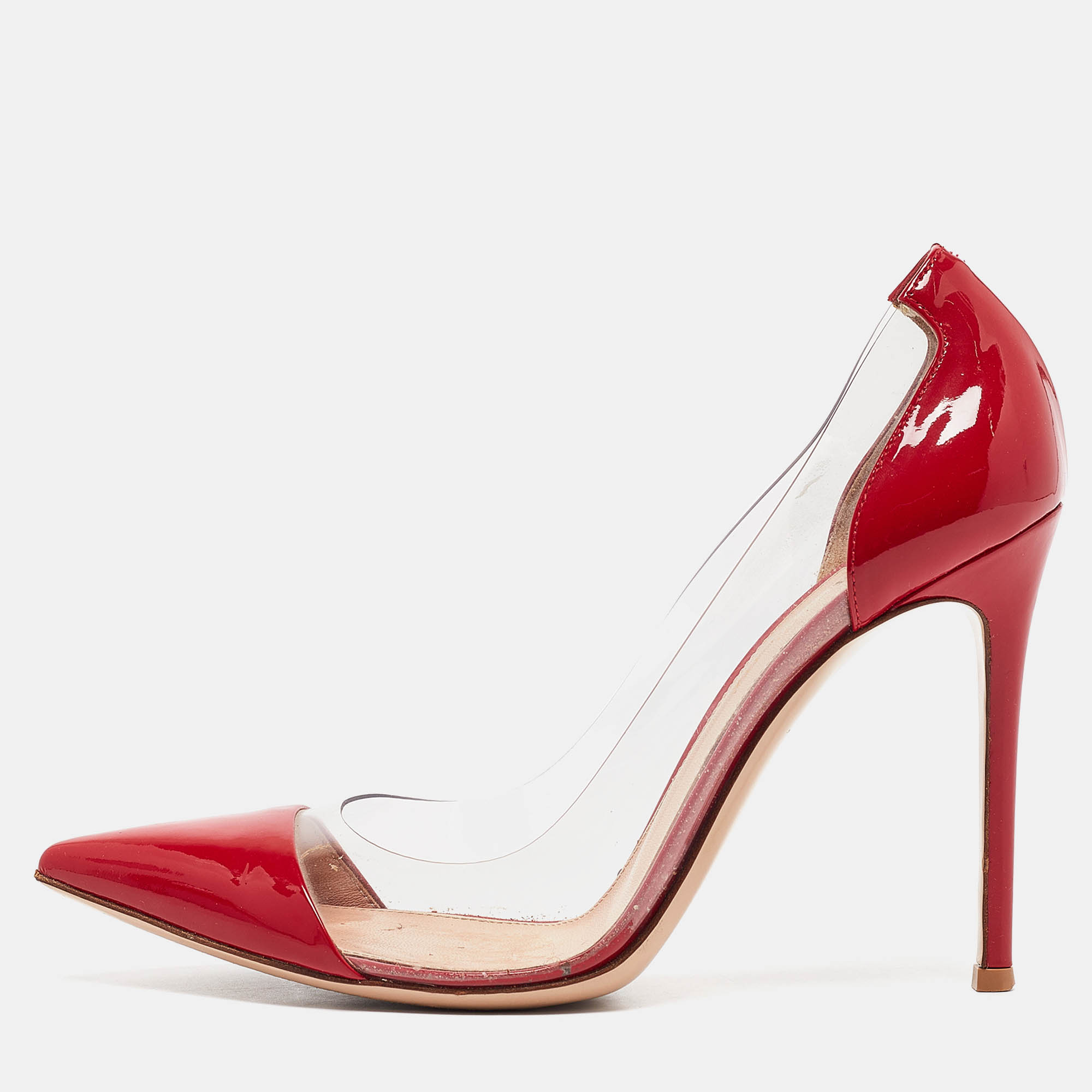 

Gianvito Rossi Red Patent Leather and PVC Plexi Pumps Size