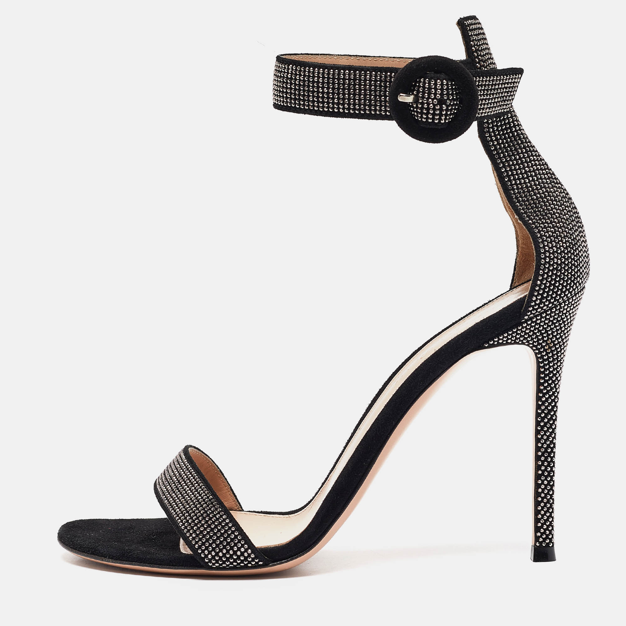 

Gianvito Rossi Black Studded Suede Portofino Sandals Size