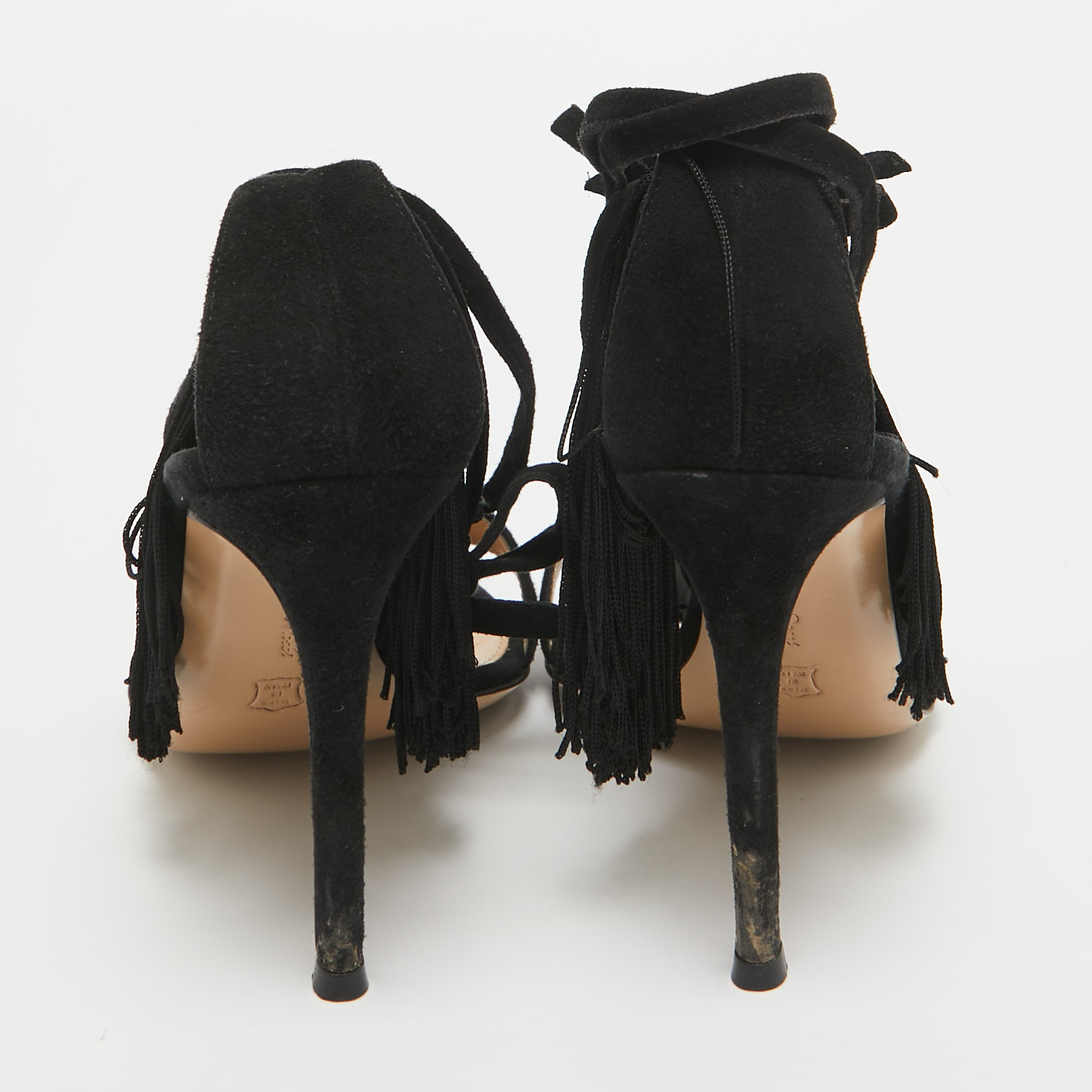 Gianvito Rossi Black Suede Olivia Ankle Strap Sandals Size 36 