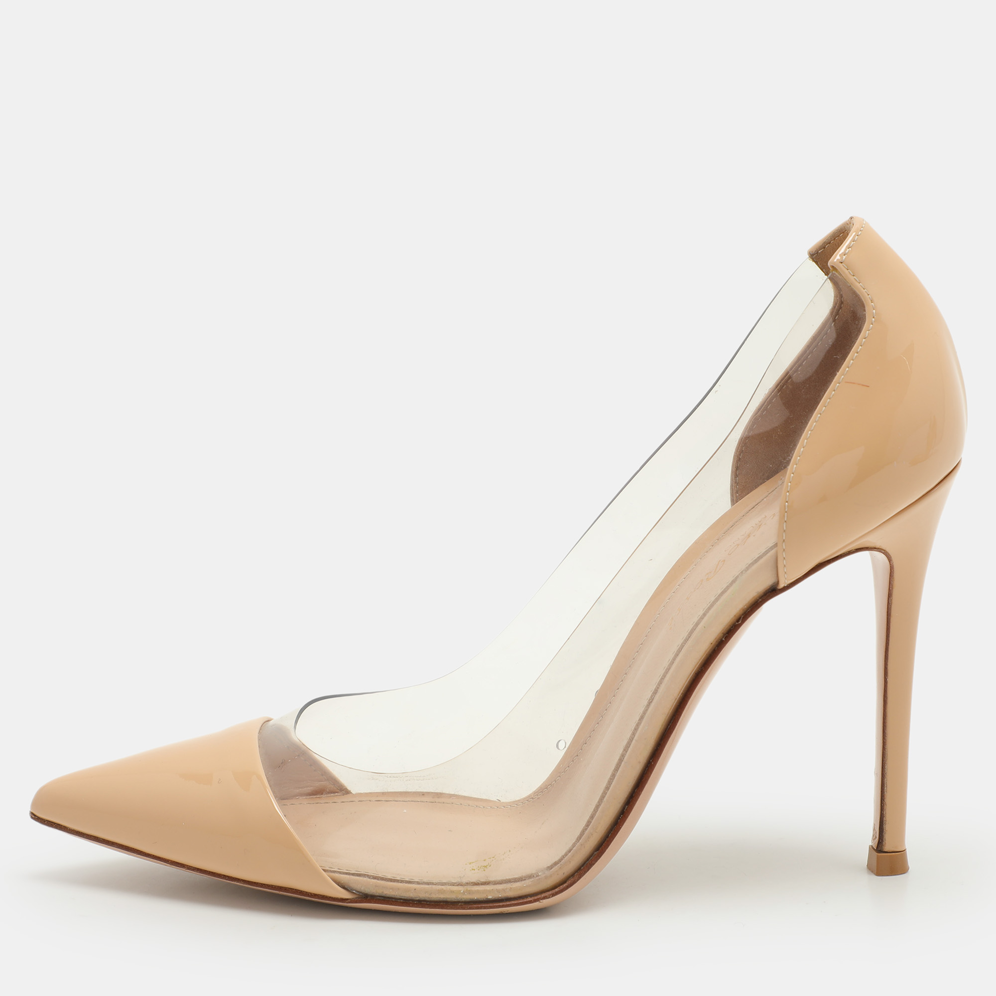 

Gianvito Rossi Beige Patent Leather and PVC Plexi Pumps Size