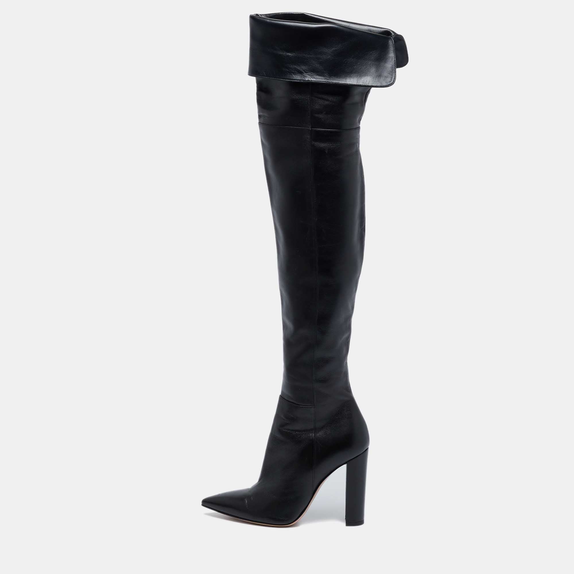 

Gianvito Rossi Black Leather Knee Length Boots Size