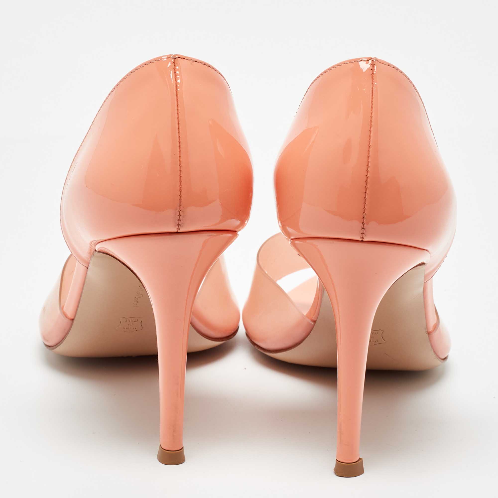 Gianvito Rossi Coral Orange PVC and Patent Leather Bree Pumps Size 40 
