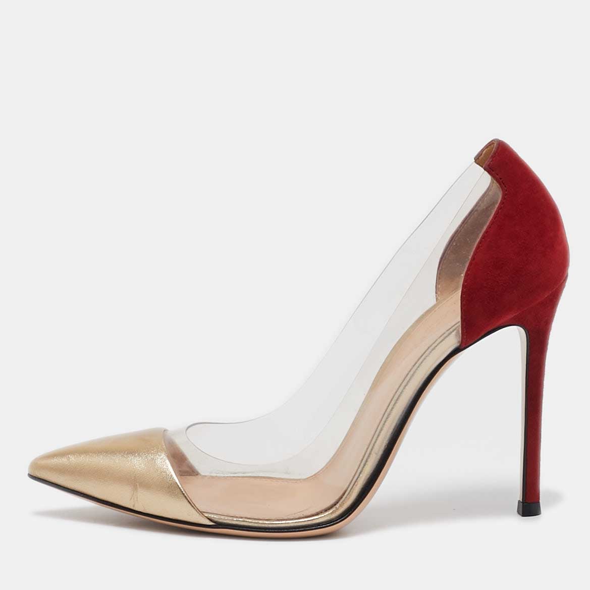 

Gianvito Rossi Multicolor PVC and Suede Plexi Pumps Size