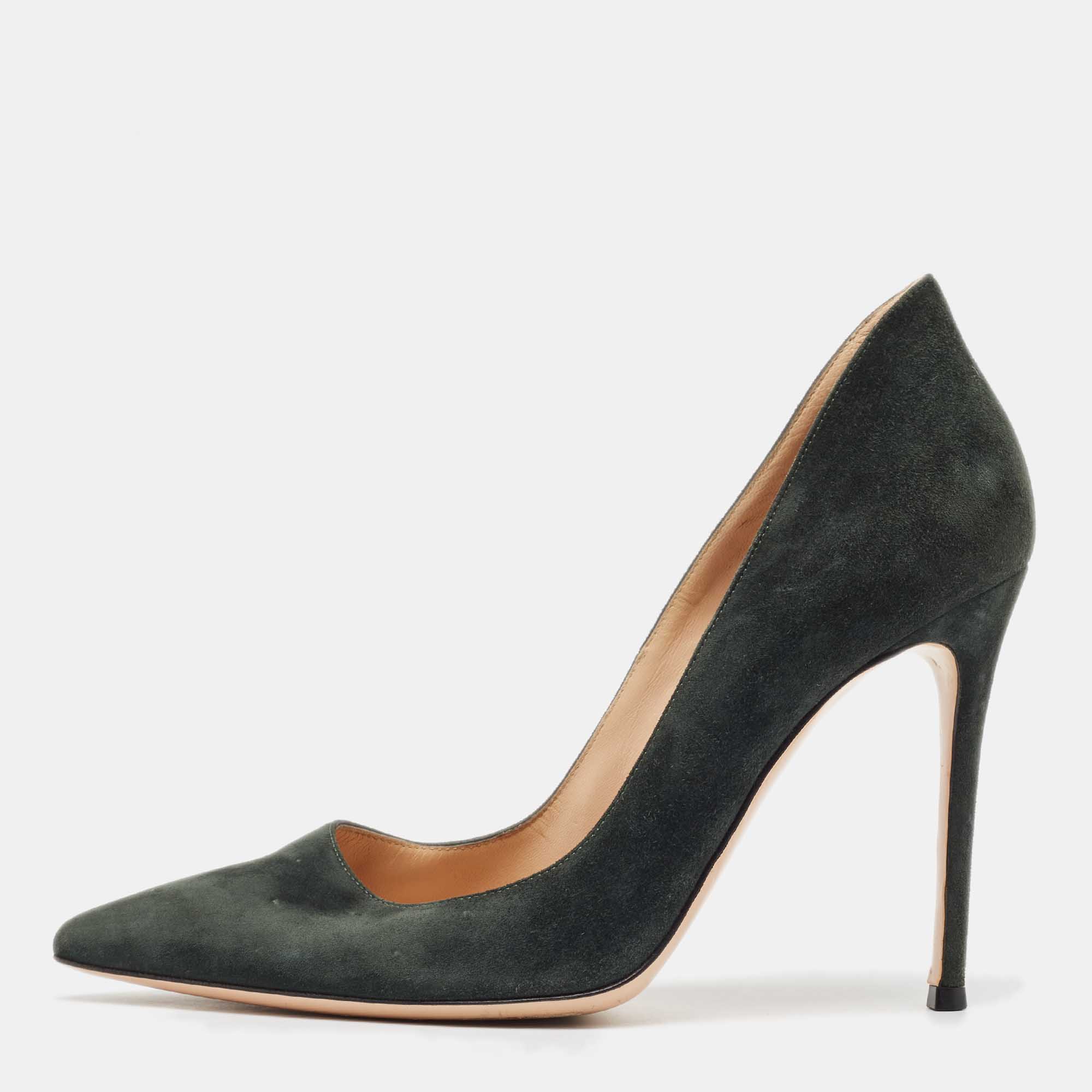 

Gianvito Rossi Green Suede Gianvito Pointed Toe Pumps Size