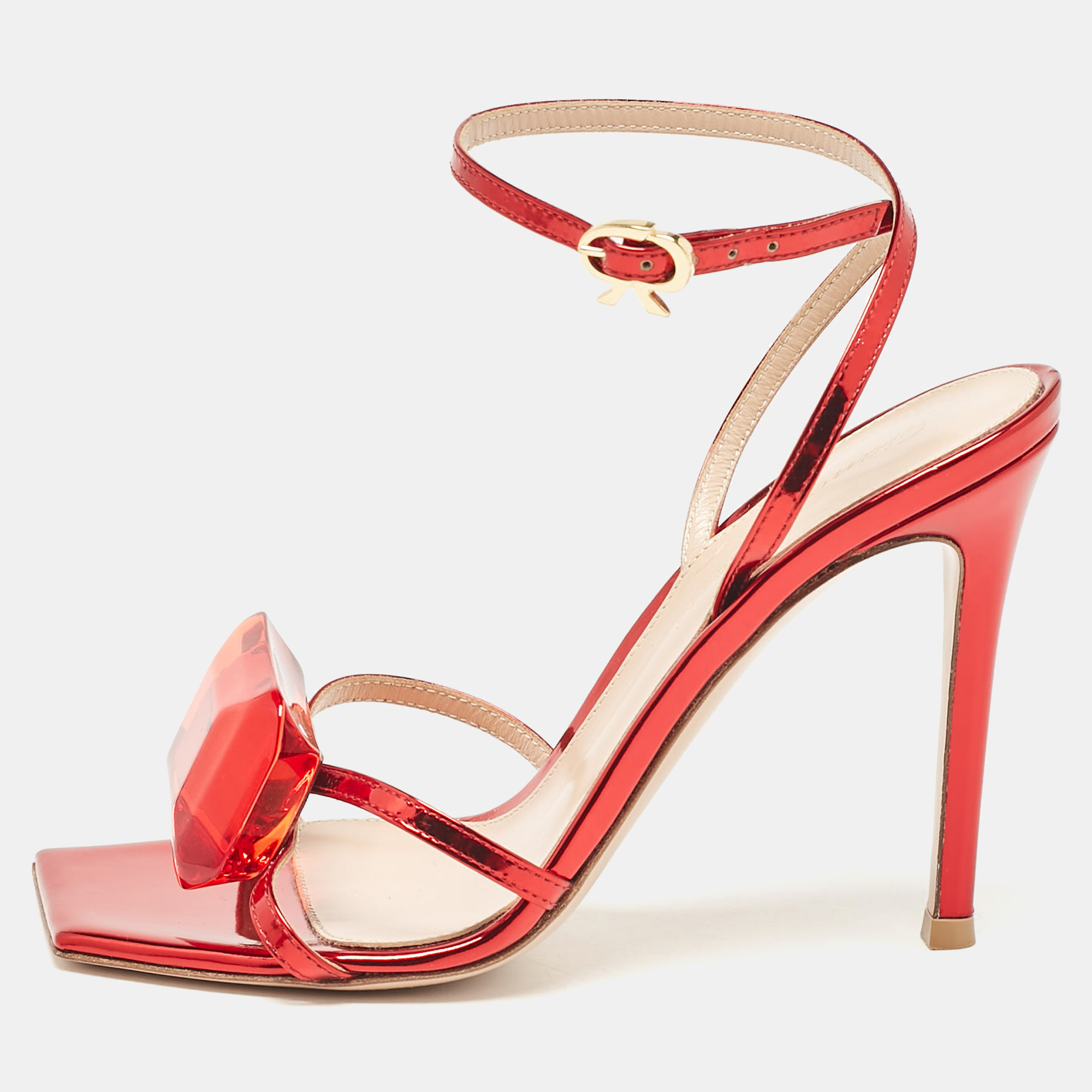 

Gianvito Rossi Metallic Red Leather Jaipur Sandals Size