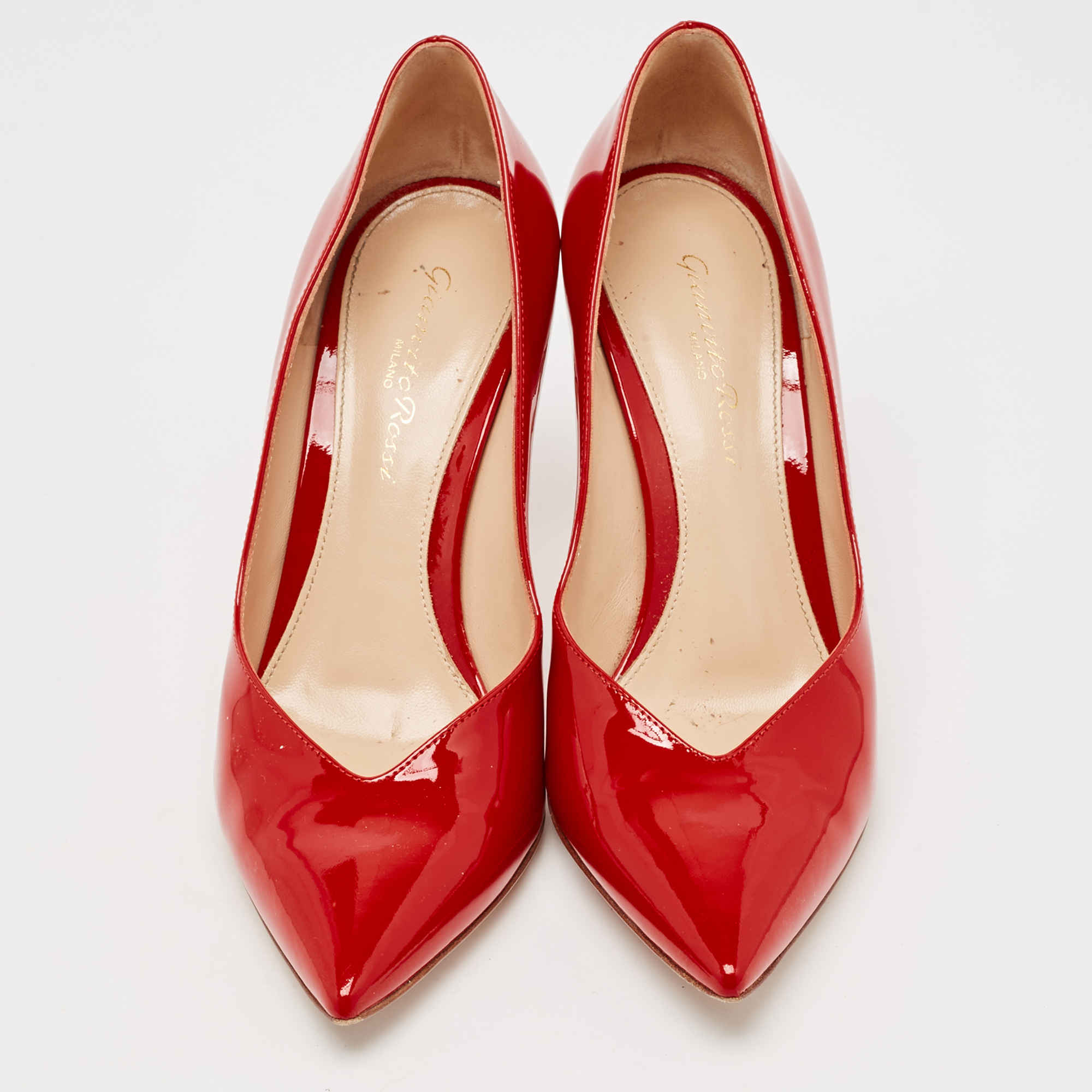 Gianvito Rossi Red Patent Leather Gianvito Pointed Toe Pumps Size 36.5 