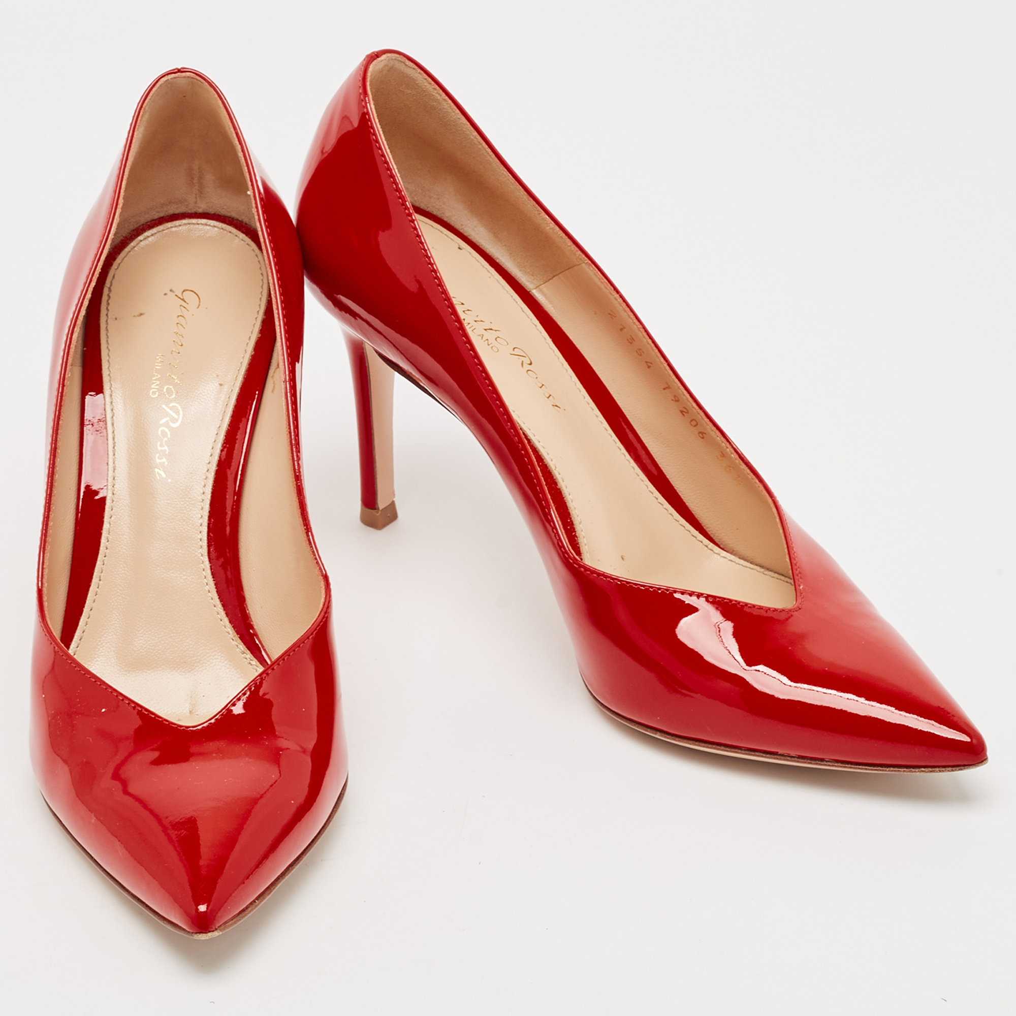 Gianvito Rossi Red Patent Leather Gianvito Pointed Toe Pumps Size 36.5 