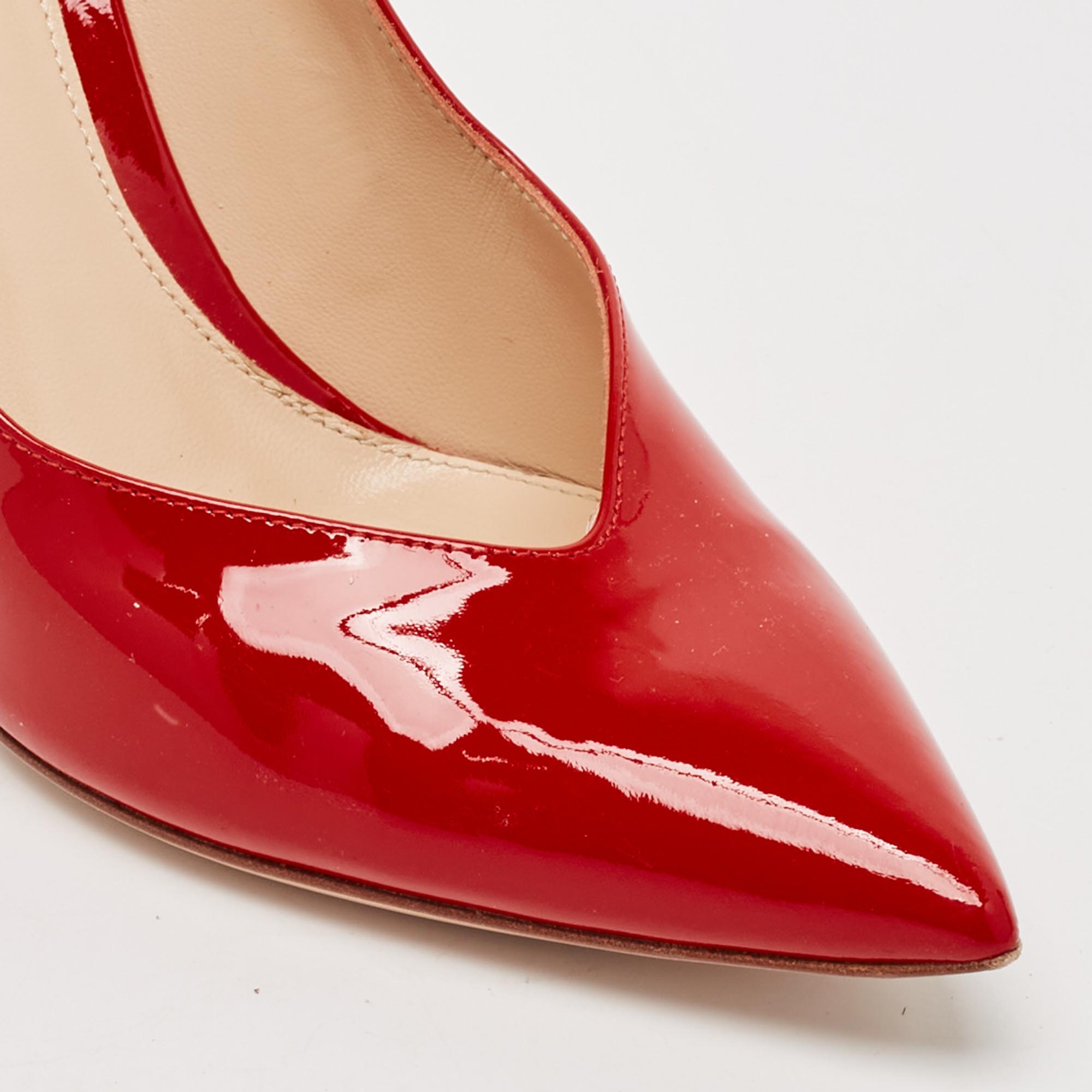 Gianvito Rossi Red Patent Leather Gianvito Pointed Toe Pumps Size 36.5 