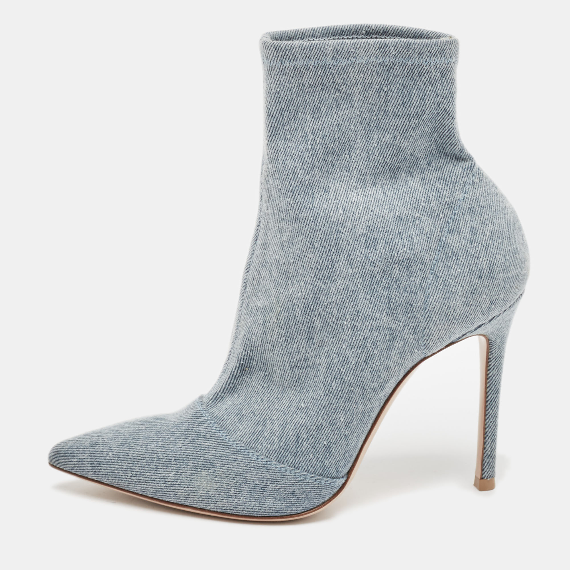 

Gianvito Rossi Blue Denim Pointed Toe Ankle Length Boots Size