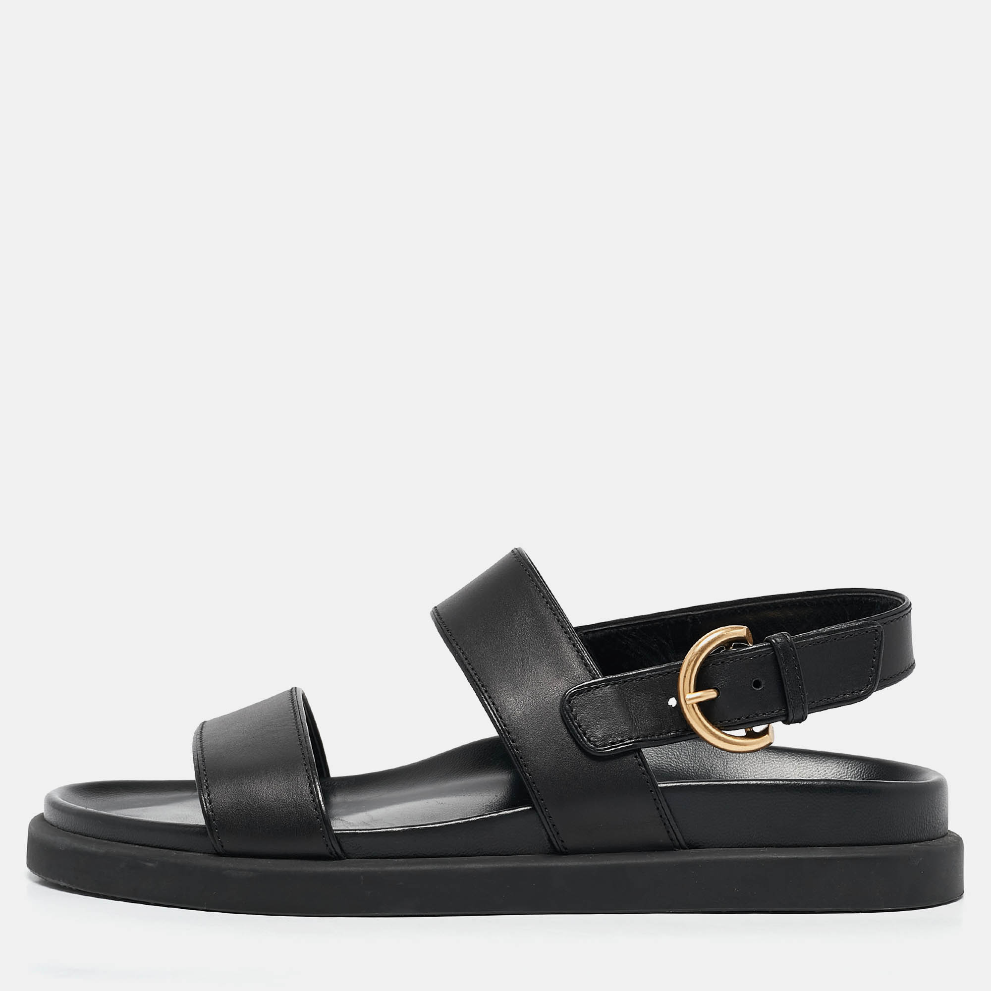 

Gianvito Rossi Black Leather Bilbao Sandals Size