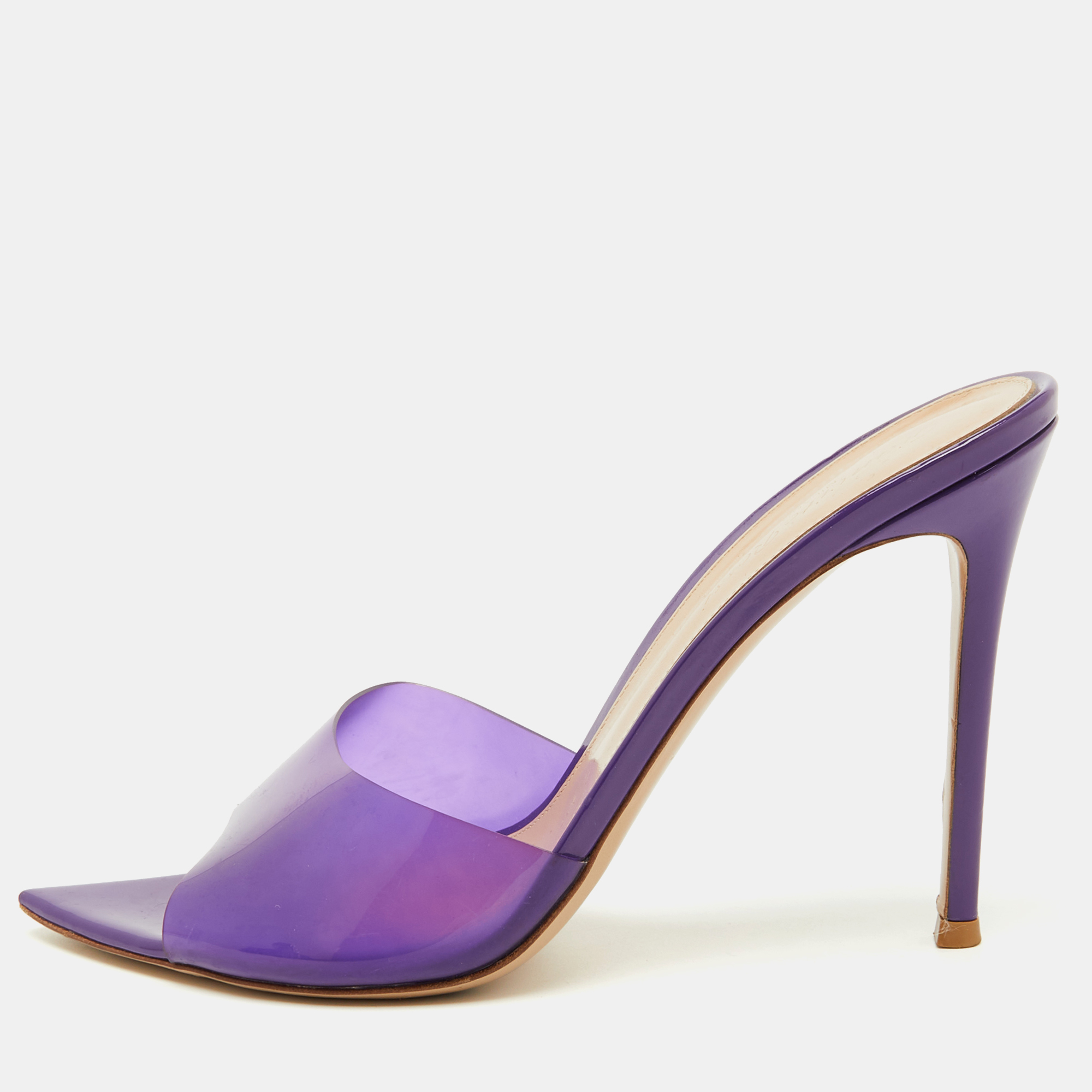 

Gianvito Rossi Purple PVC Elle Slide Sandals Size