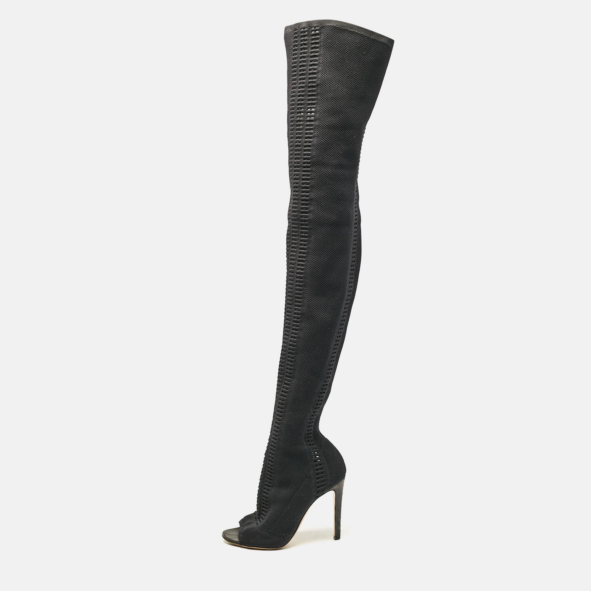 

Gianvito Rossi Black Knit Fabric Over The Knee Boots Size