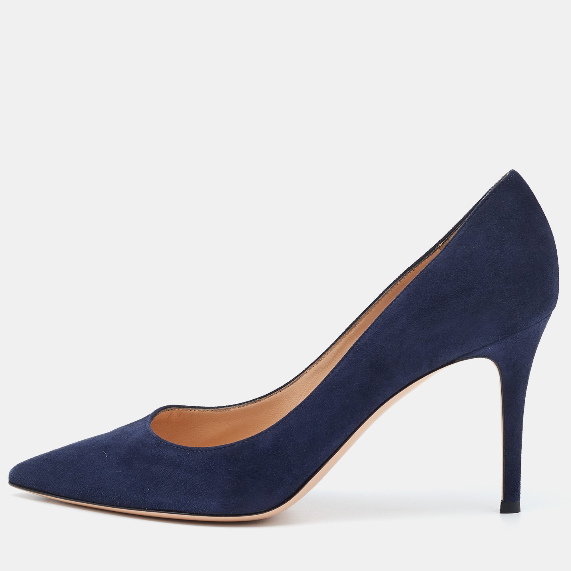 

Gianvito Rossi Navy Blue Suede Gianvito 105 Pumps Size