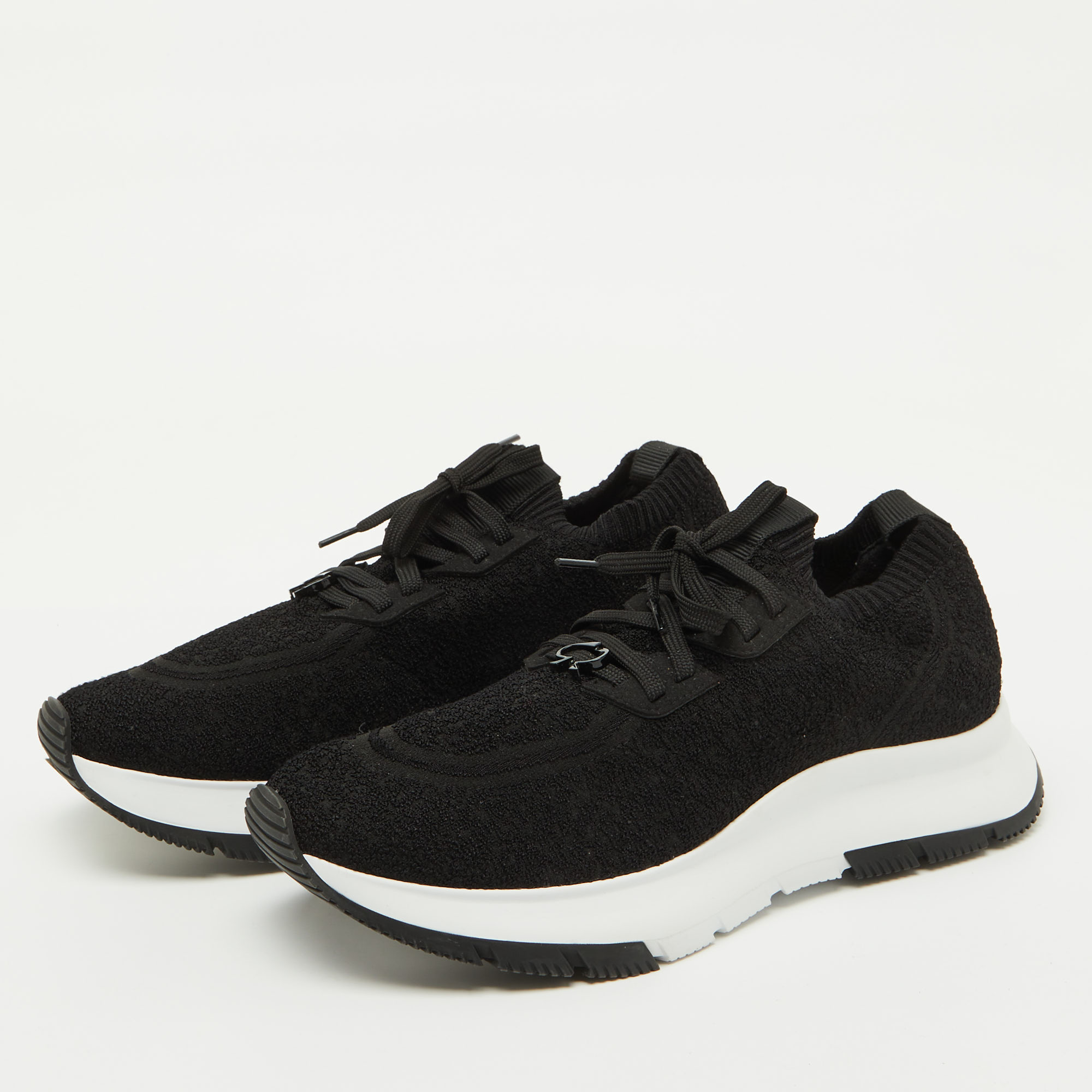 Gianvito Rossi Black Fabric Lace Up Sneakers Size 40 