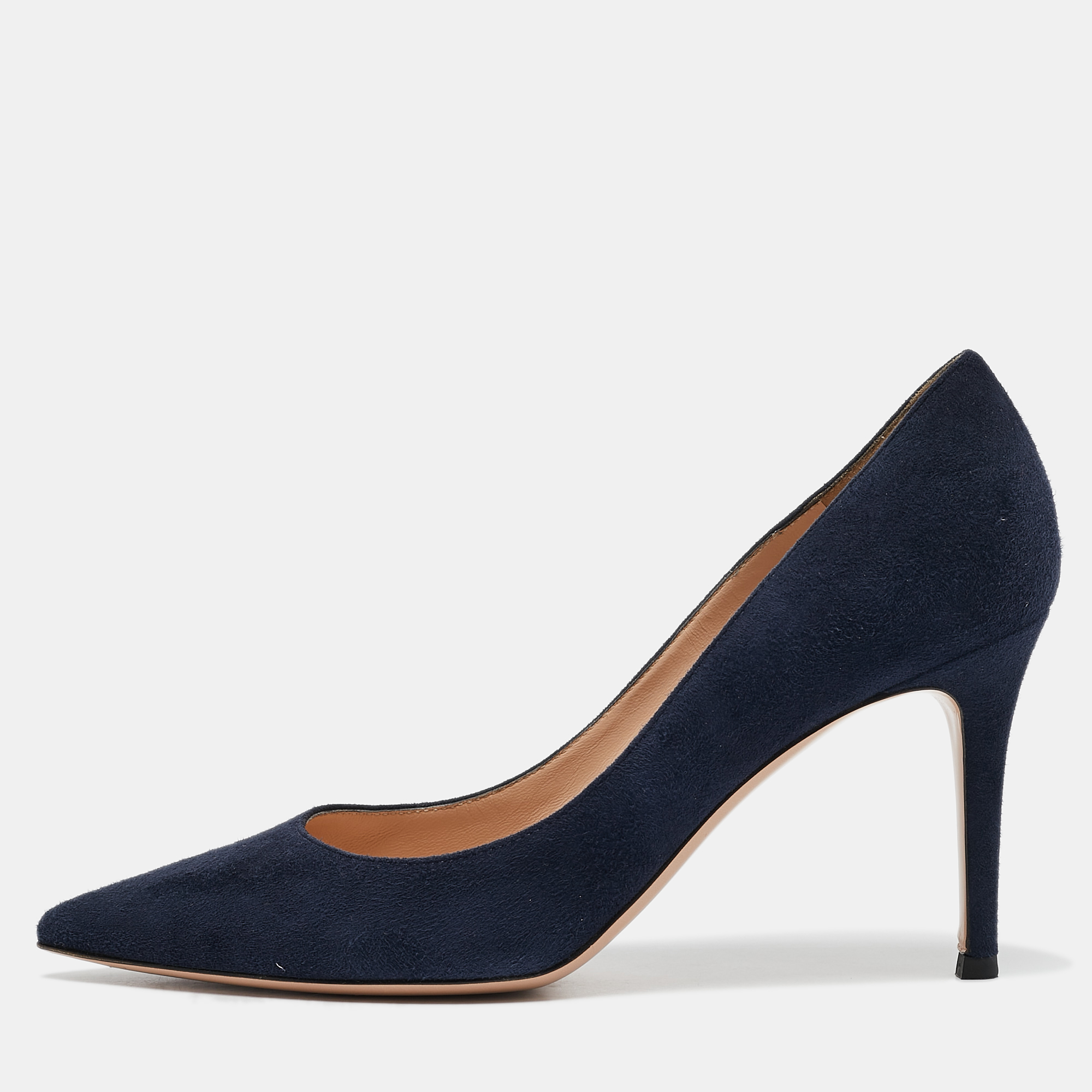 

Gianvito Rossi Navy Blue Suede Gianvito 85 Pumps Size