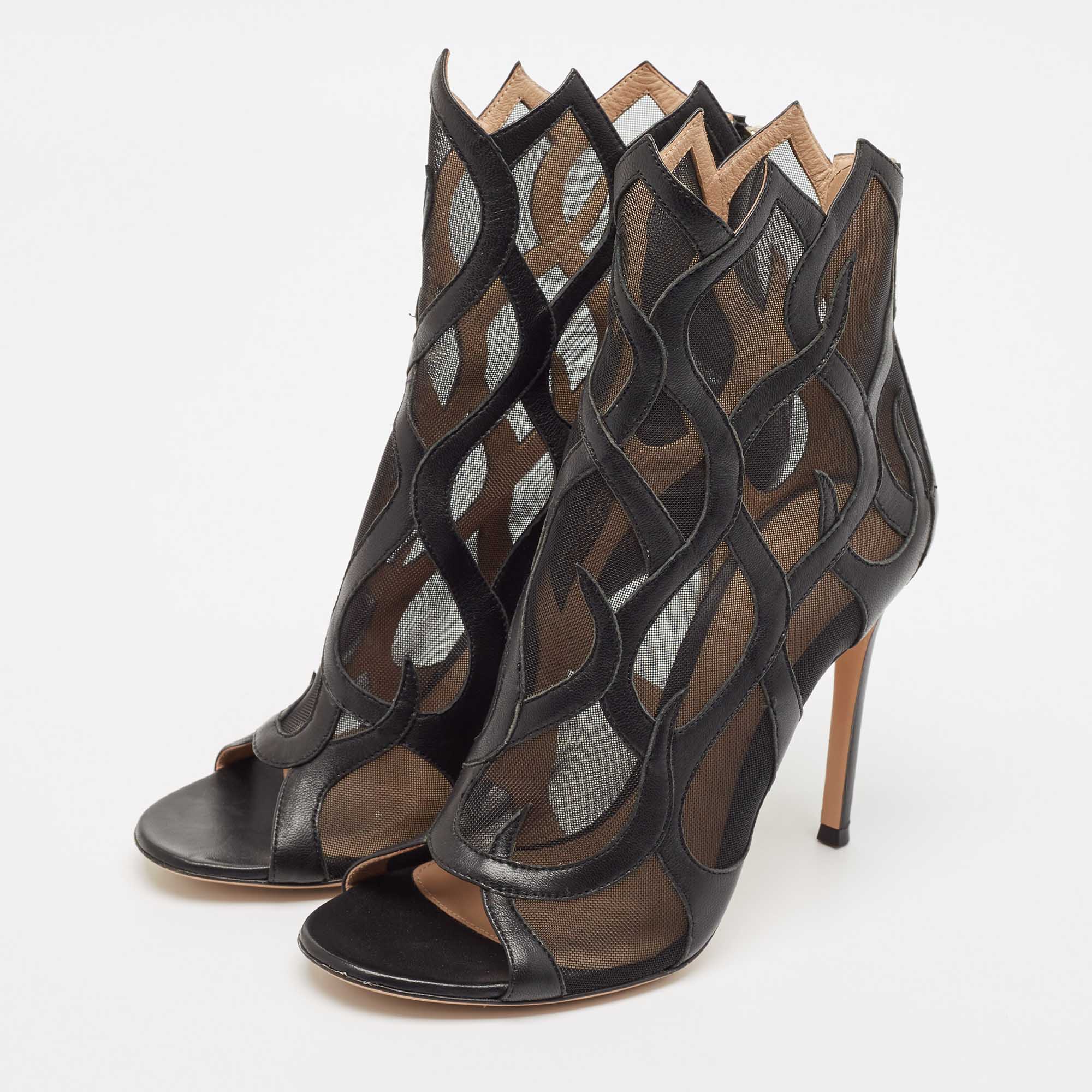 Gianvito Rossi Black Mesh Ankle Length Boots Size 38 