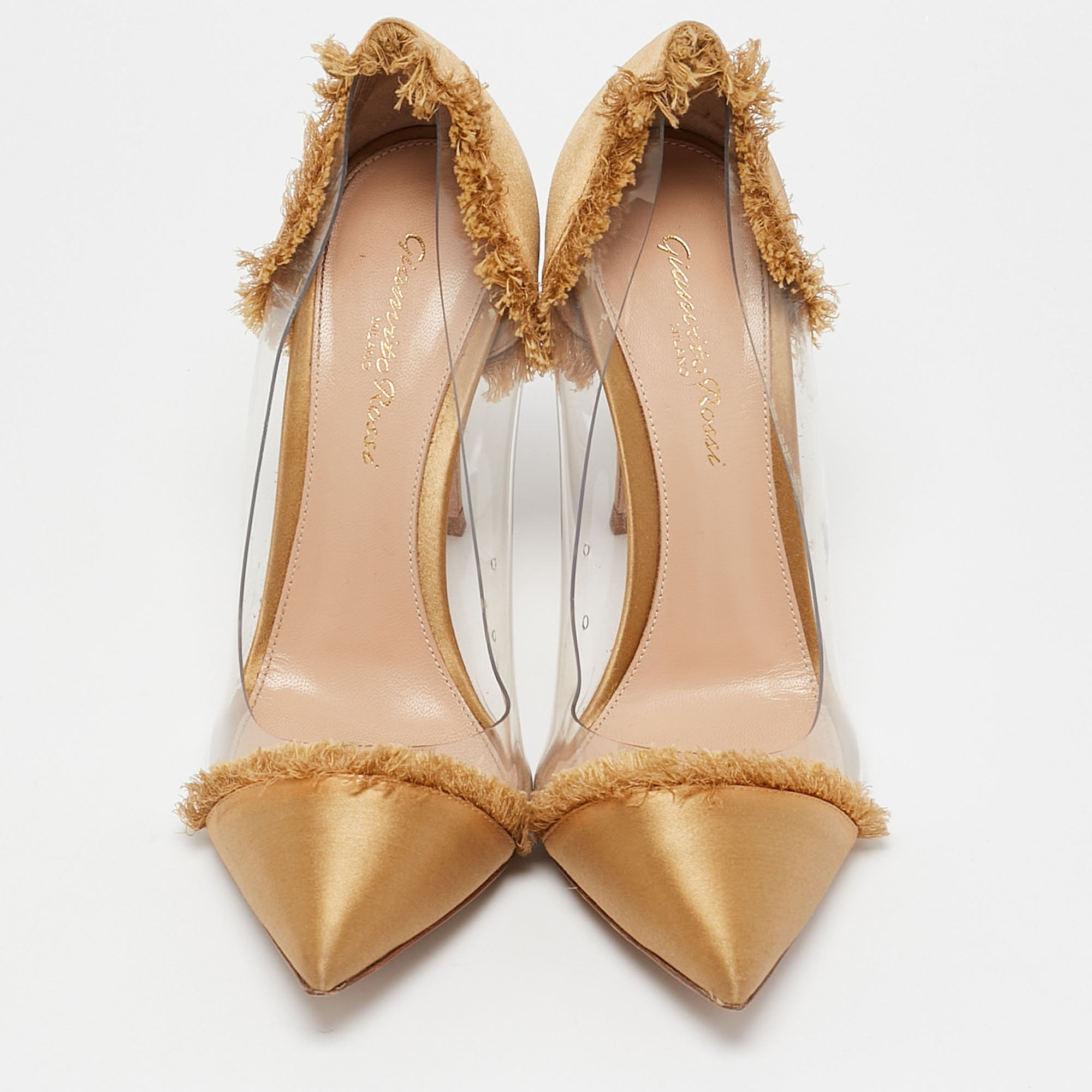 Gianvito Rossi Gold PVC and Satin Plexi Pumps Size 37 