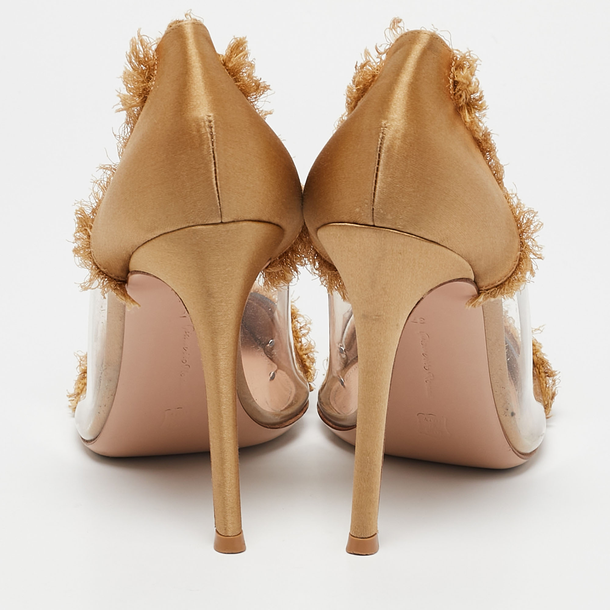 Gianvito Rossi Gold PVC and Satin Plexi Pumps Size 37 