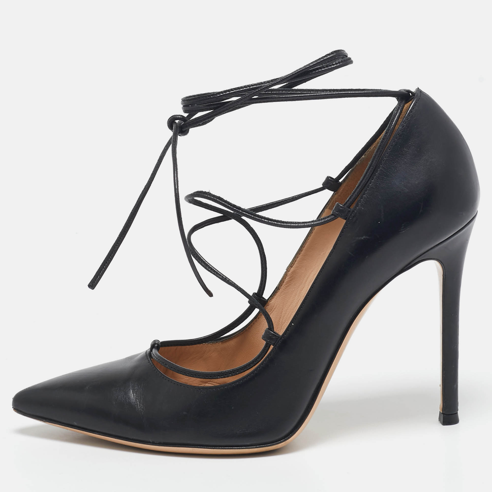 

Gianvito Rossi Black Leather Femi Lace-Up Pumps Size