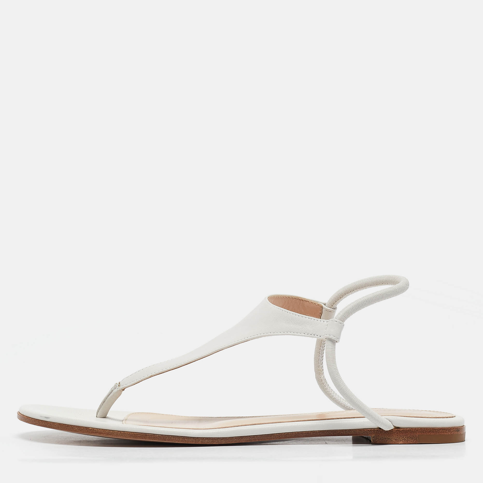 

Gianvito Rossi White Leather Thong Flat Sandals Size