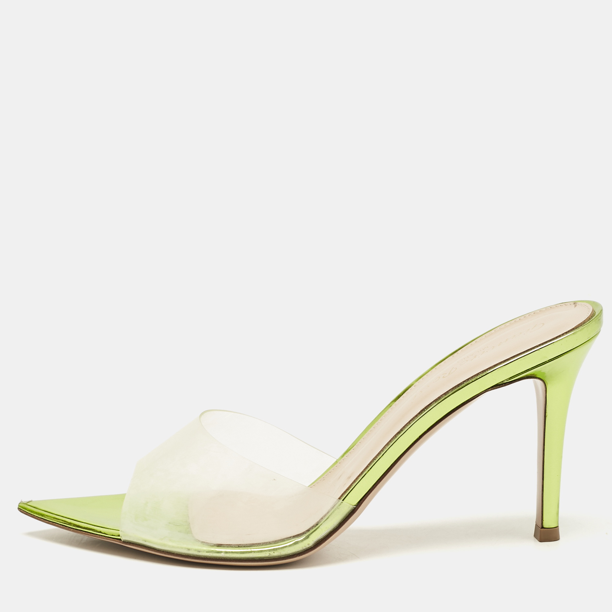 

Gianvito Rossi Green PVC Elle Slide Sandals Size