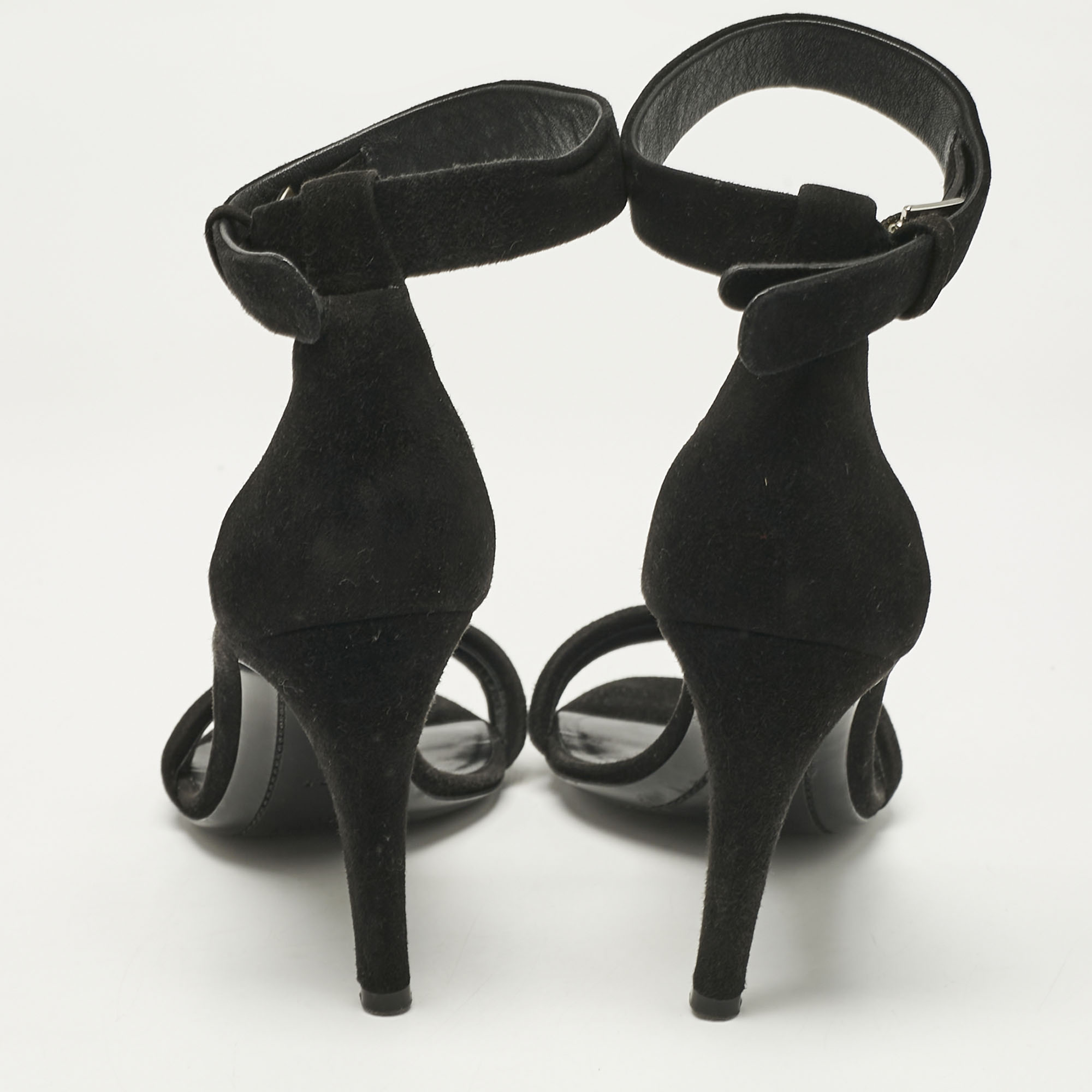 Celine Black Suede Ankle Strap Sandals Size 37.5 