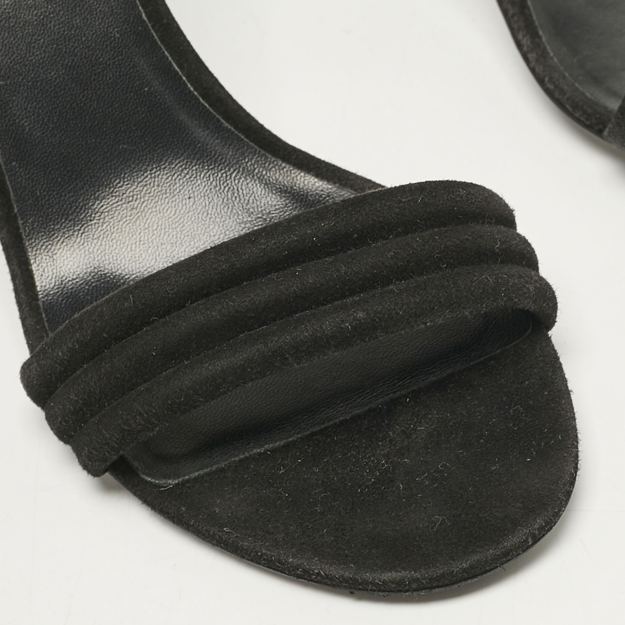 Celine Black Suede Ankle Strap Sandals Size 37.5 