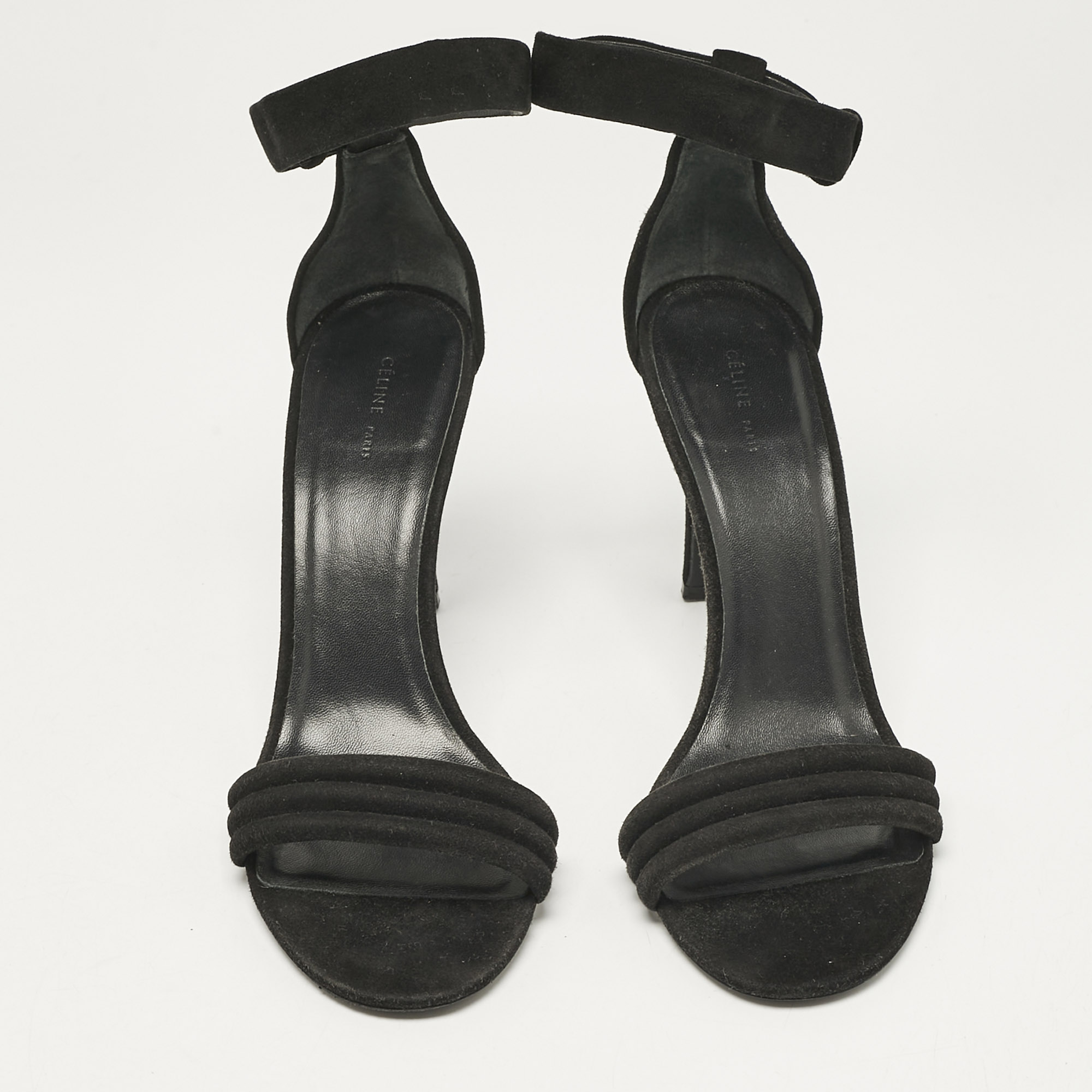 Celine Black Suede Ankle Strap Sandals Size 37.5 