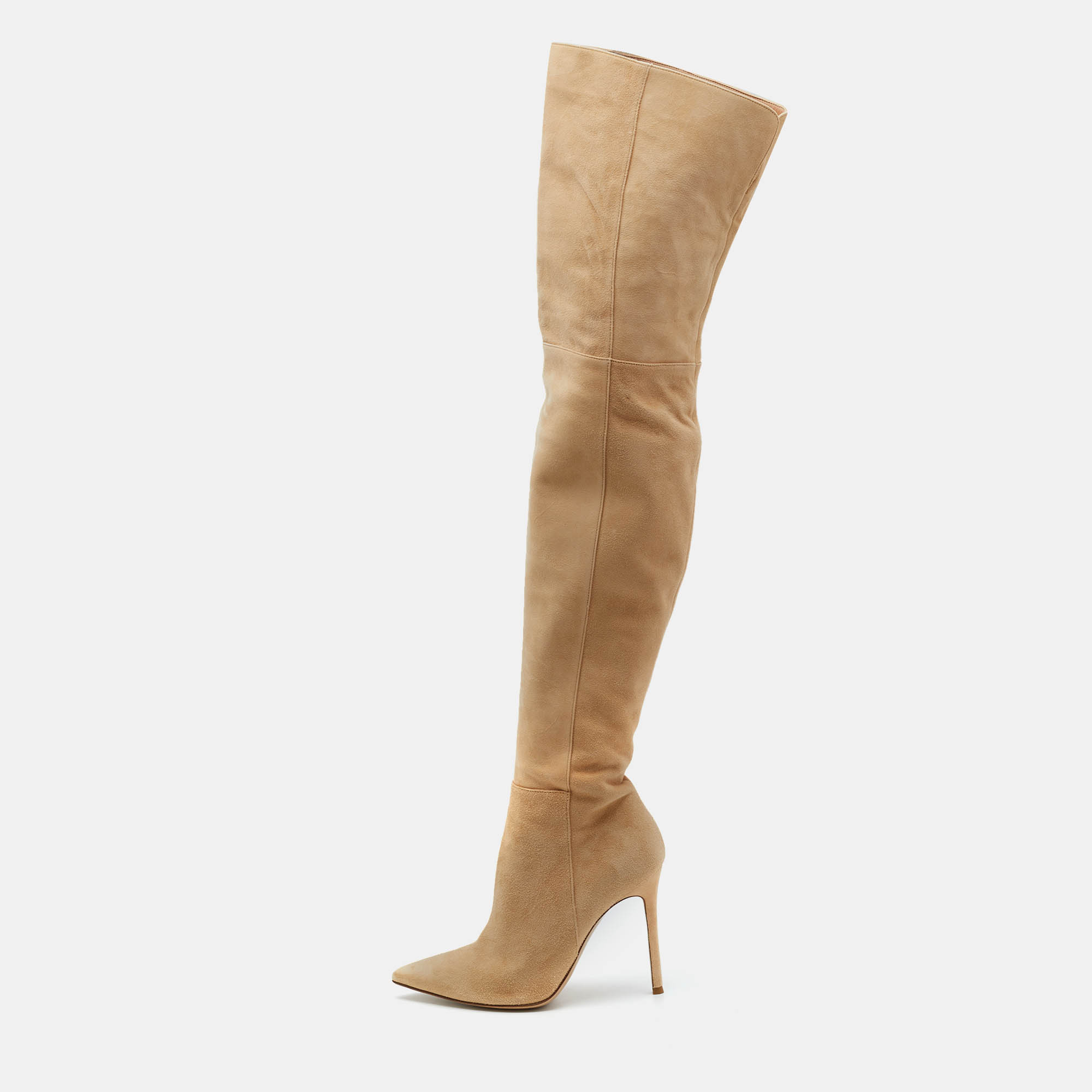 

Gianvito Rossi Beige Suede Over The Knee Boots Size