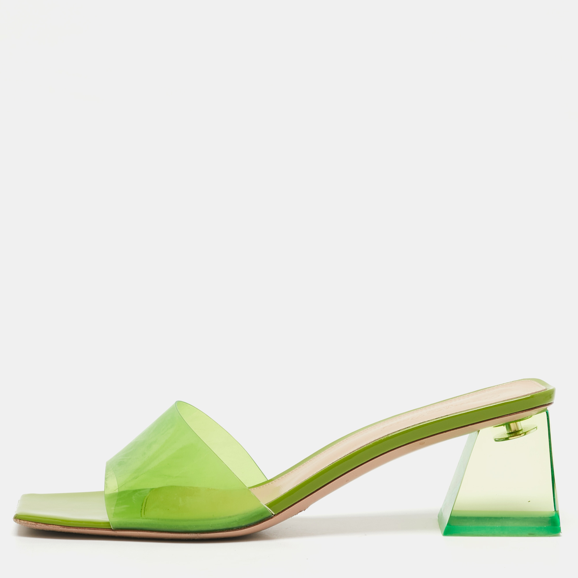 

Gianvito Rossi Green PVC Cosmic Slide Sandals Size