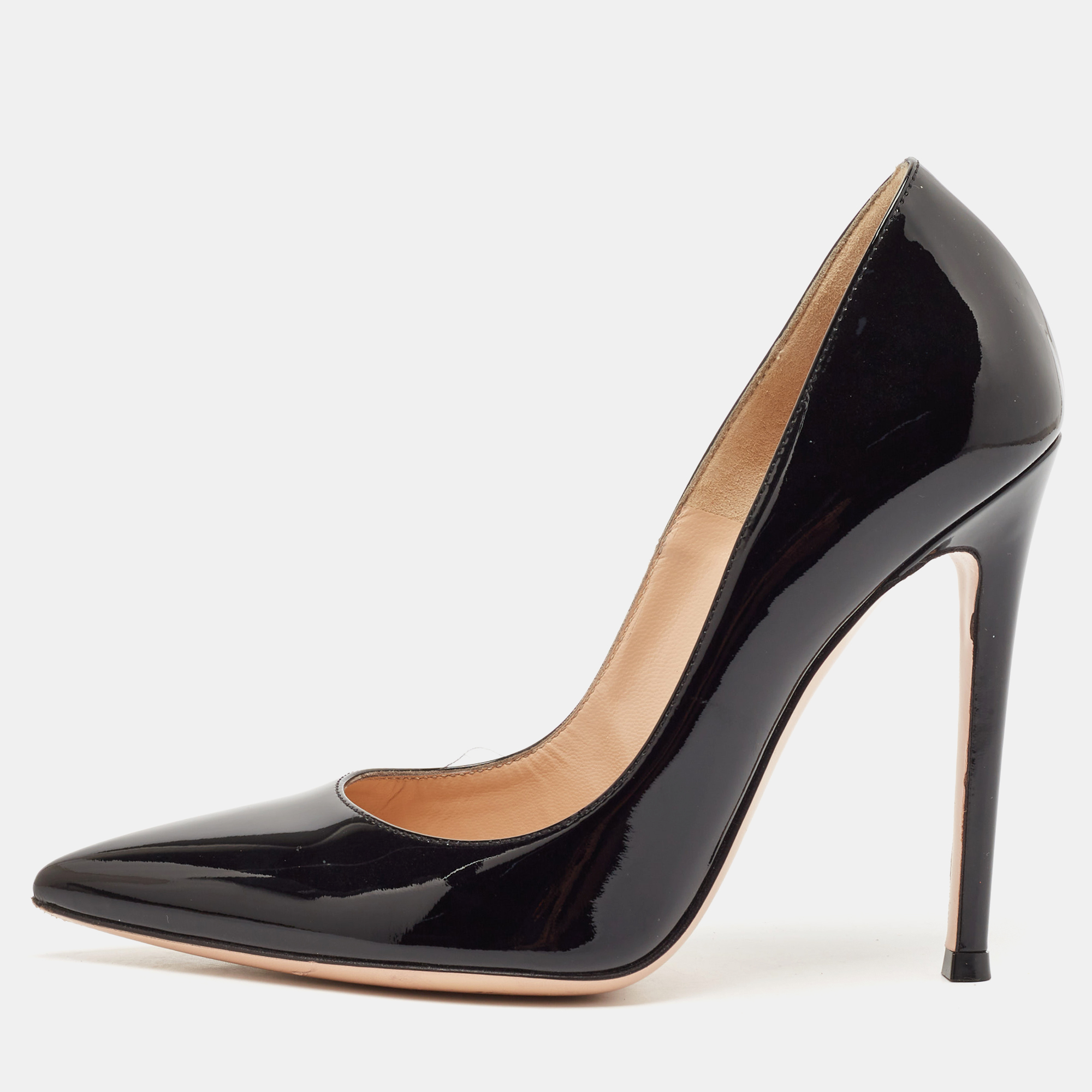 

Gianvito Rossi Black Patent Leather Gianvito 105 Pumps Size