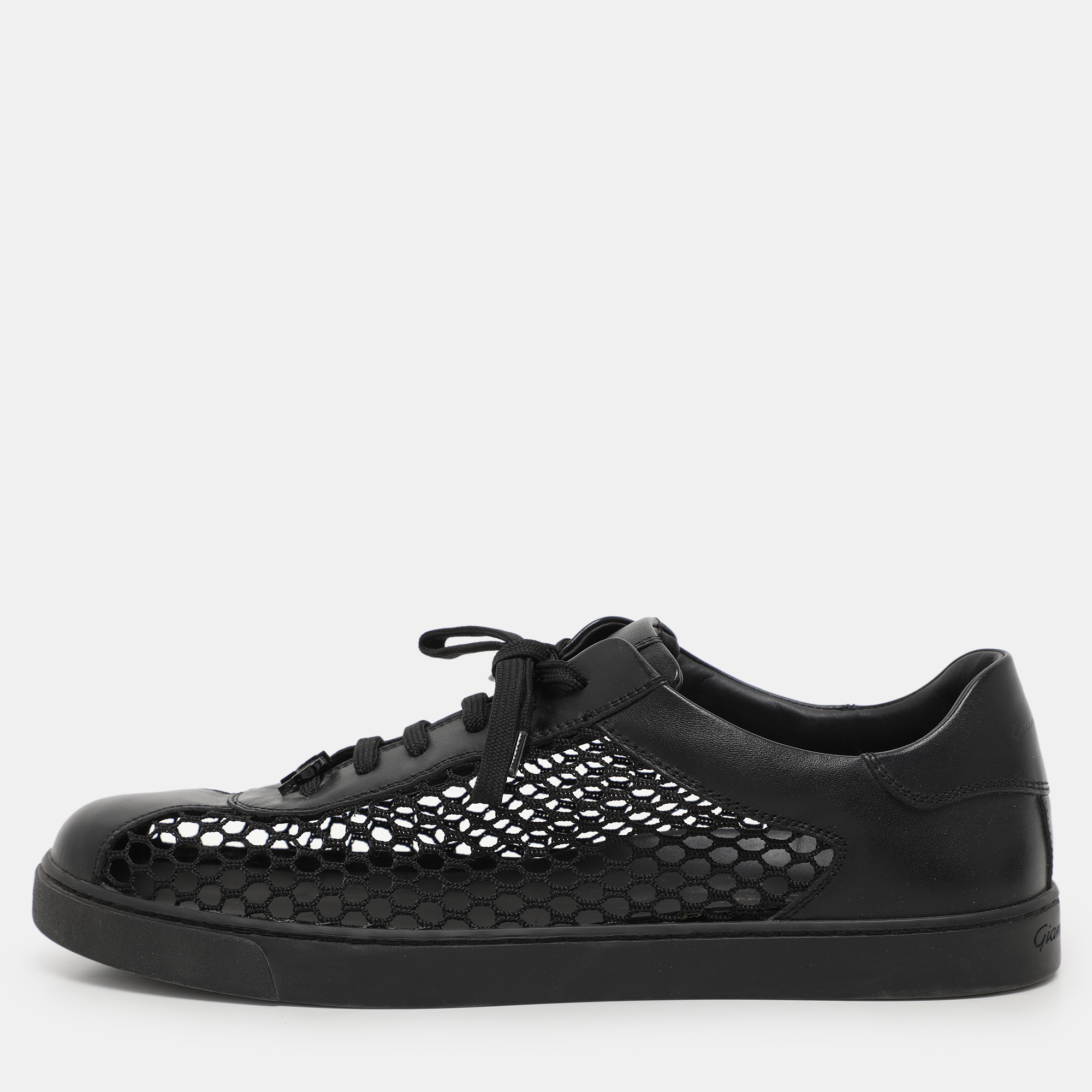 

Gianvito Rossi Black Knit and Leather Helena Low Top Sneakers Size 41